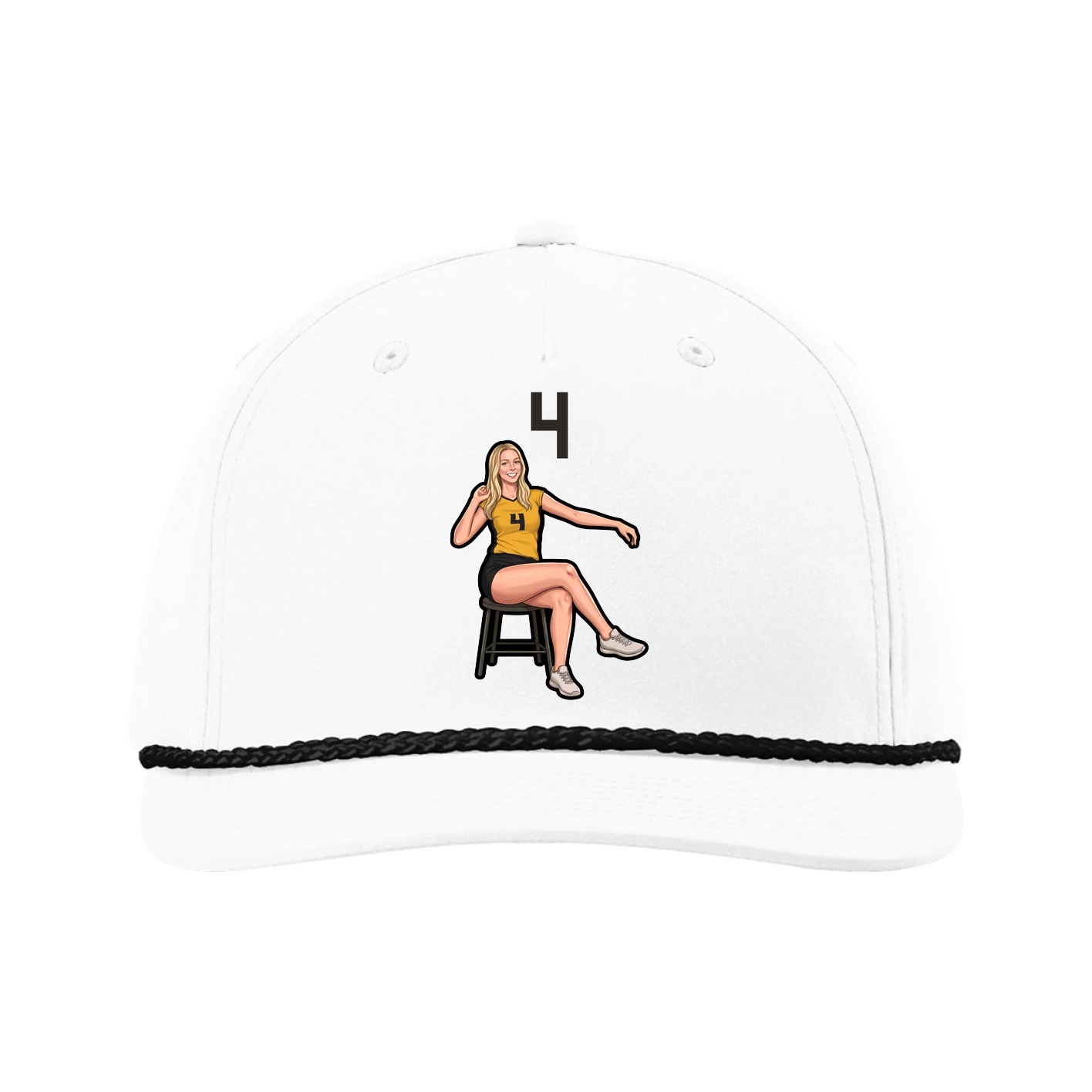 Five-Panel Classic Rope Cap — Number Top in White