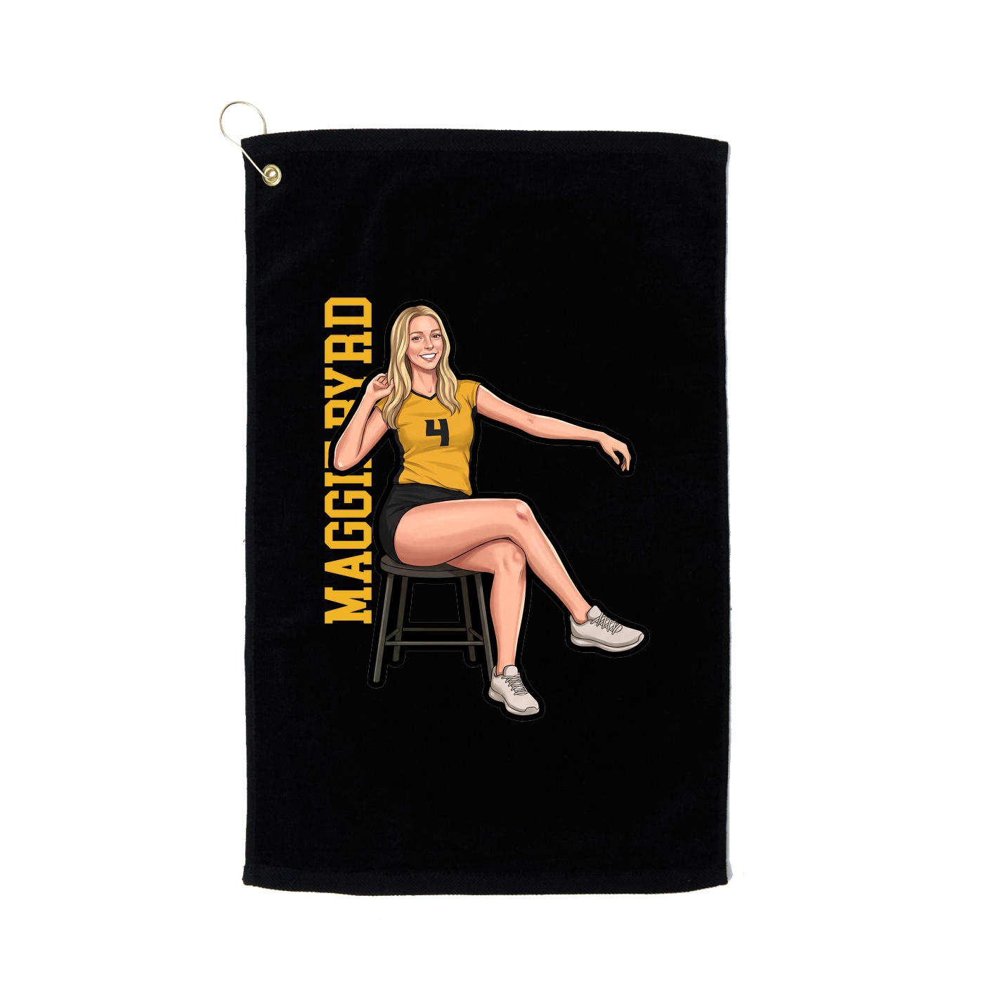 Golf Towel — Name Vertical in Black