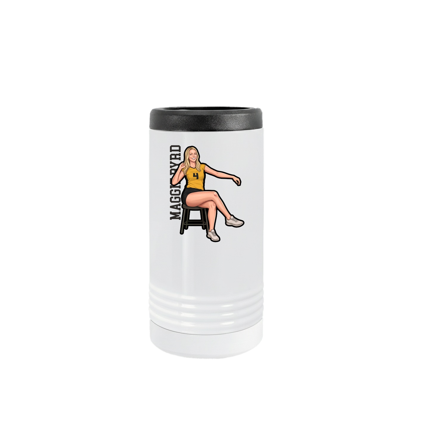 Slim Beverage Holder — Name Vertical in White