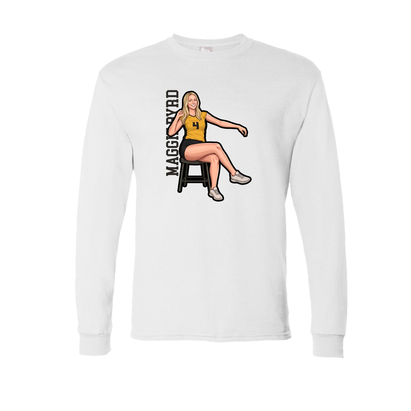 Long Sleeve Tee — Name Vertical in White