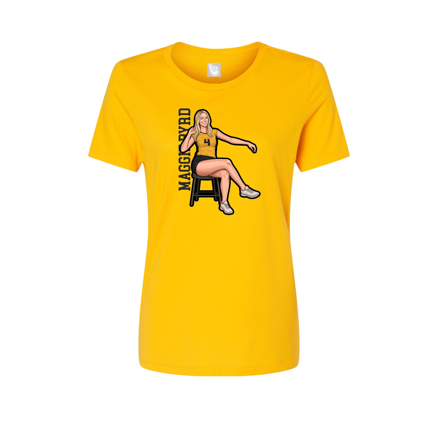 Fitted Women's Tee — Name Vertical in Gold