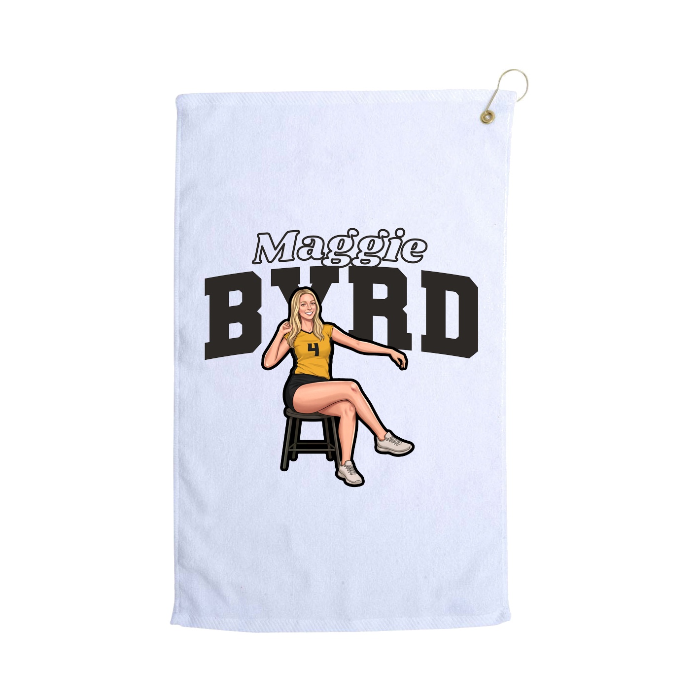 Golf Towel — Name Arch in White