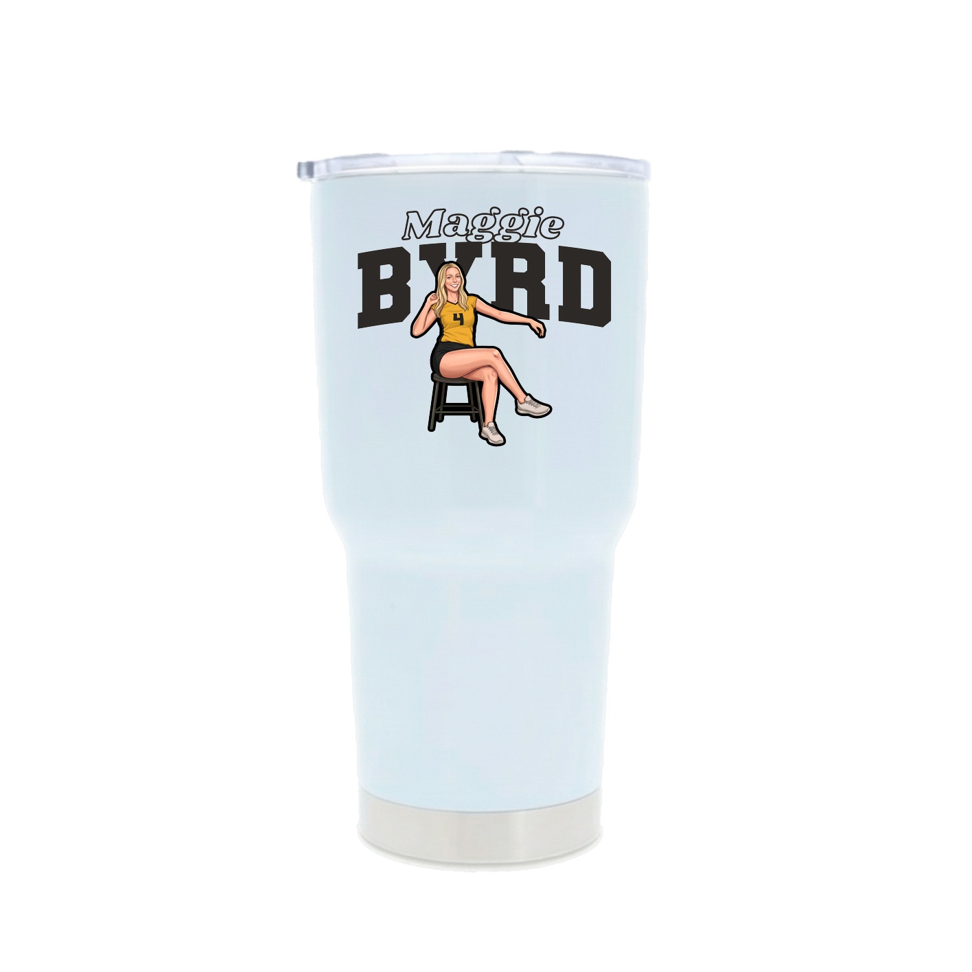30oz Stainless Steel Tumbler — Name Arch in White