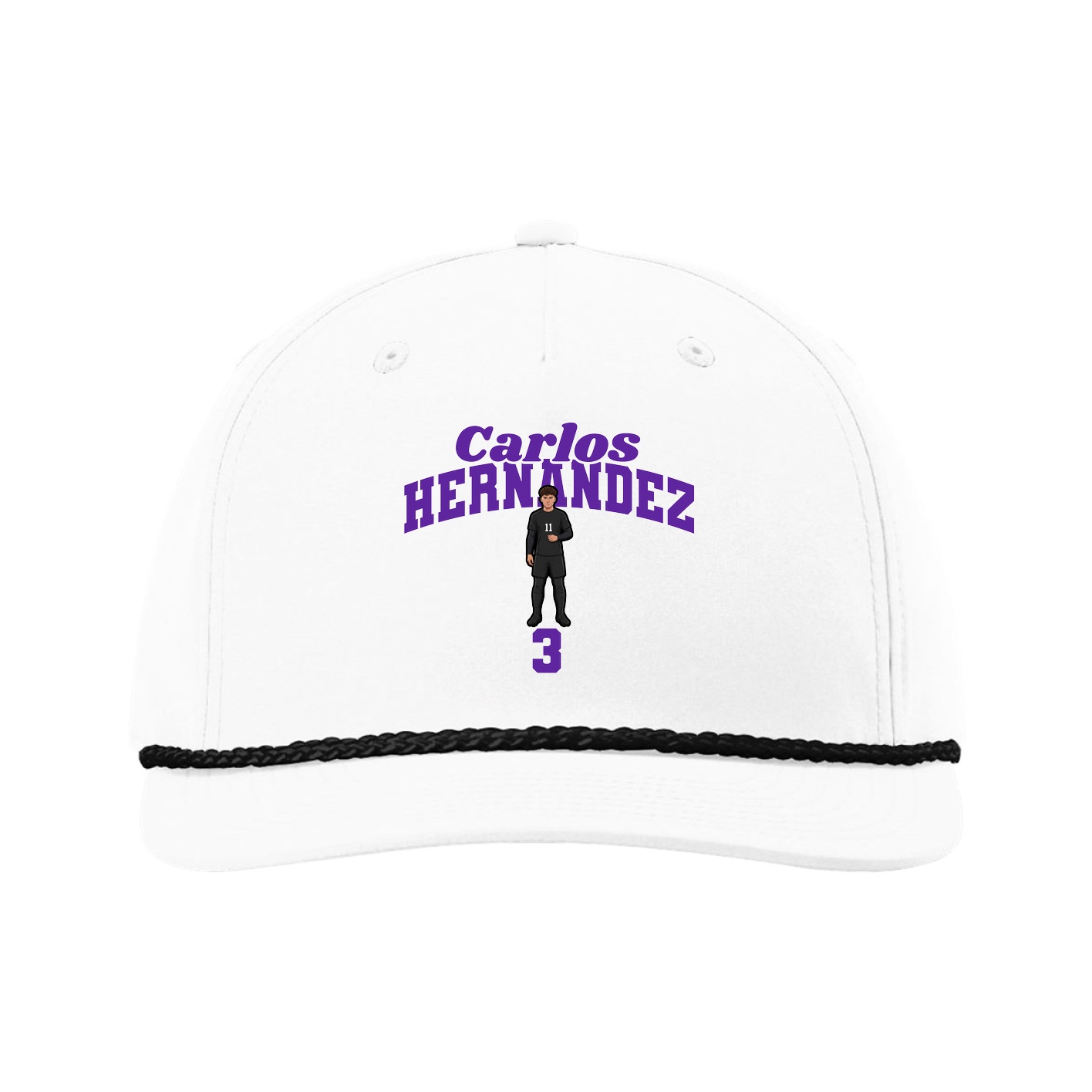 Five-Panel Classic Rope Cap — Signature Arch in White