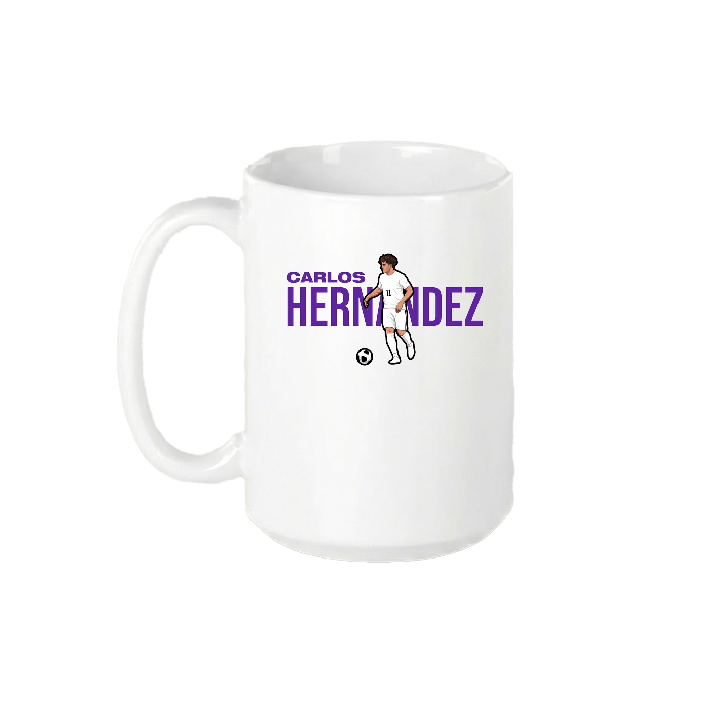 15oz Coffee Mug — Player Name in White