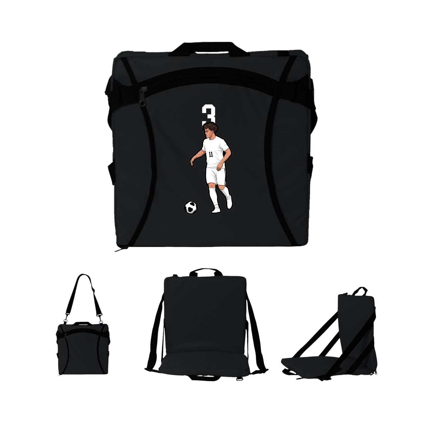 Folding Stadium Seat — Number Top in Black