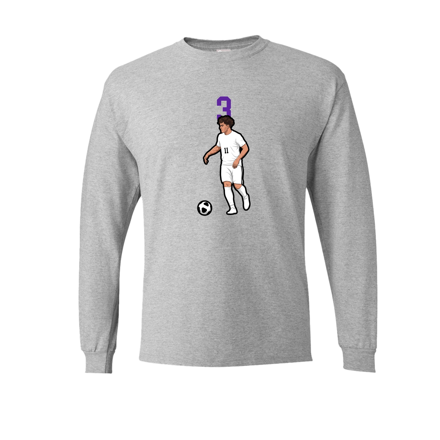 Long Sleeve Tee — Number Top in Grey