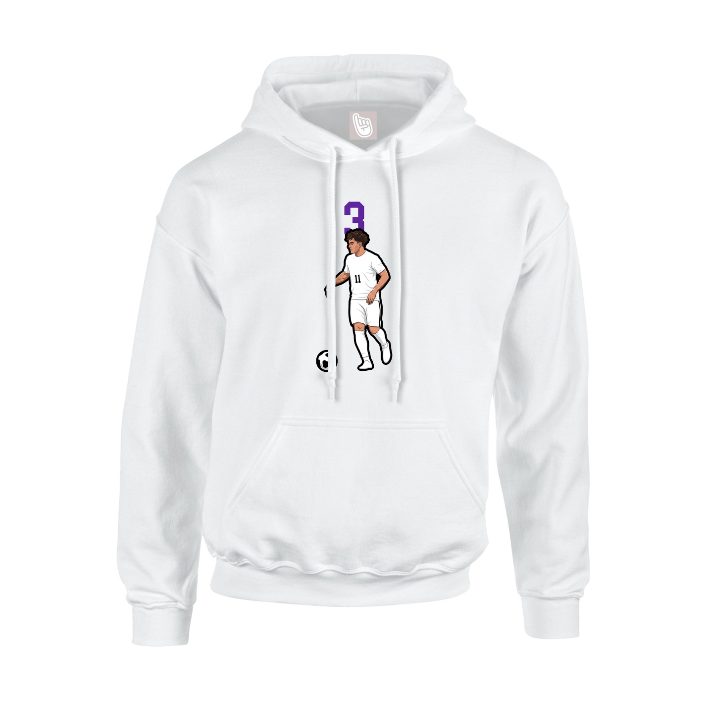 Youth Hoodie — Number Top in White