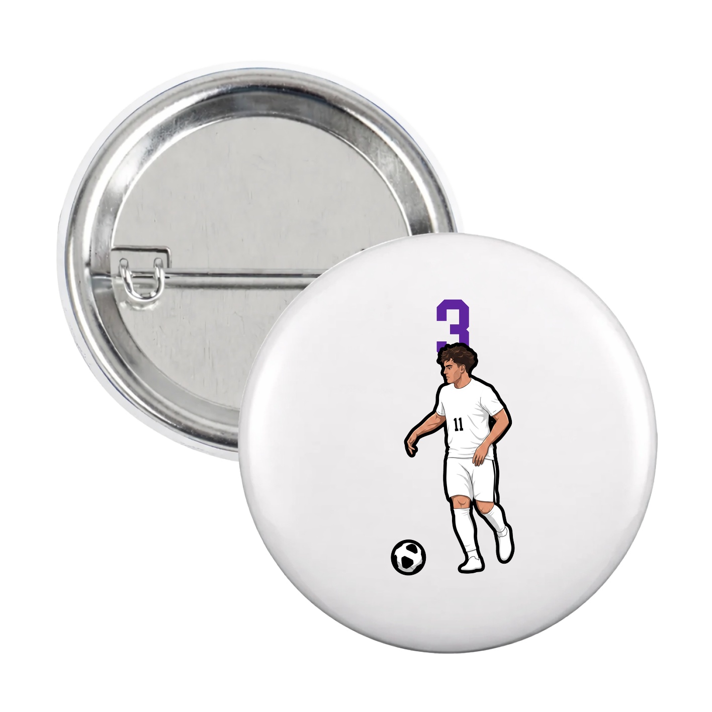 Game Day Button — Number Top in White