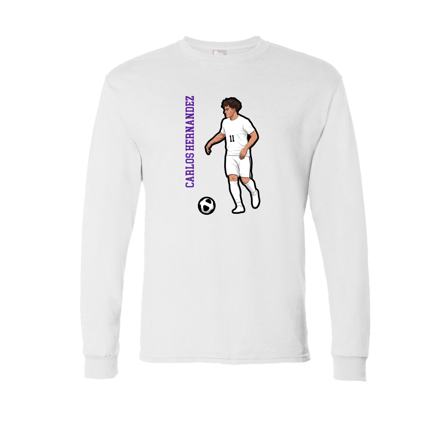 Long Sleeve Tee — Name Vertical in White