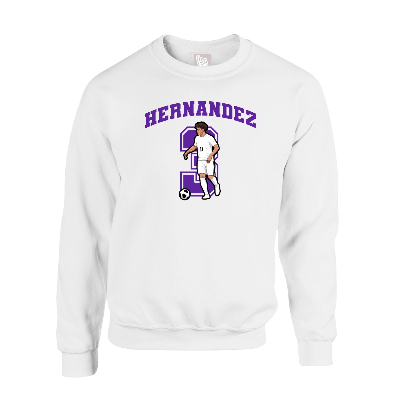 Fleece Crew — Number in White