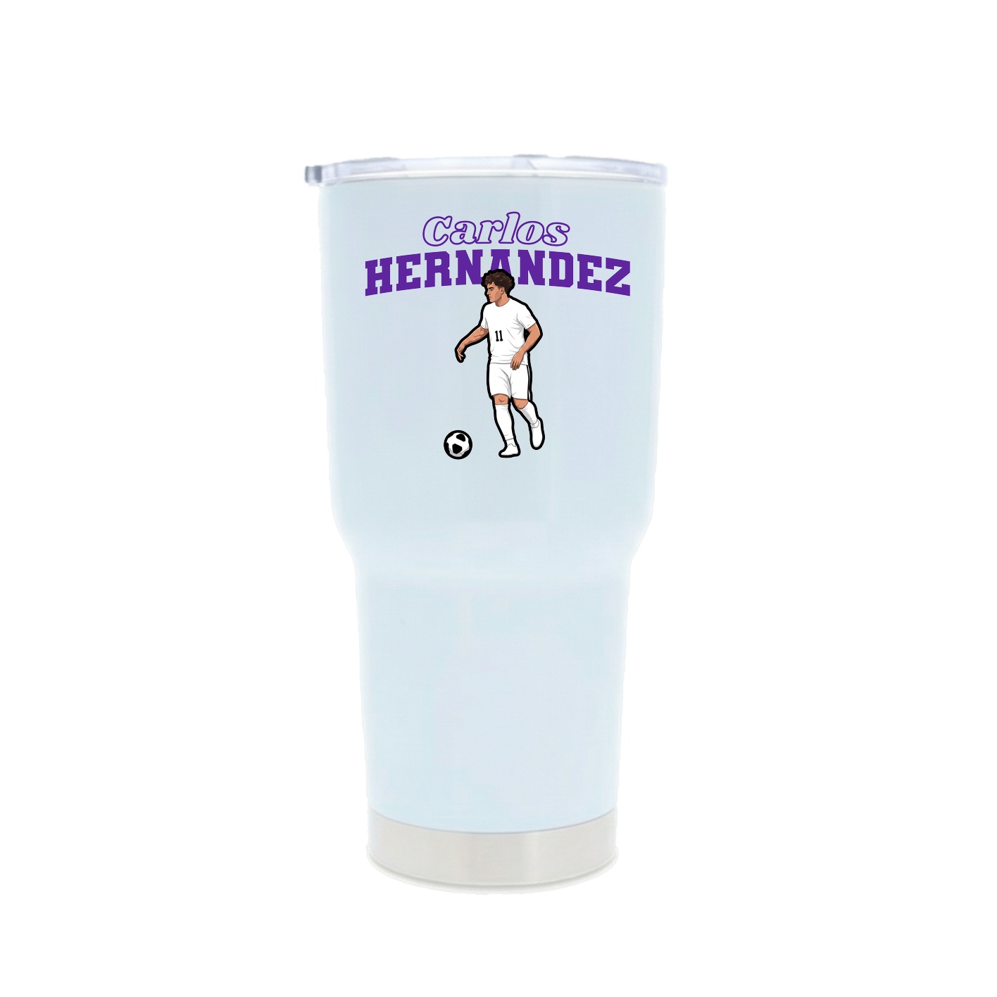 30oz Stainless Steel Tumbler — Name Arch in White