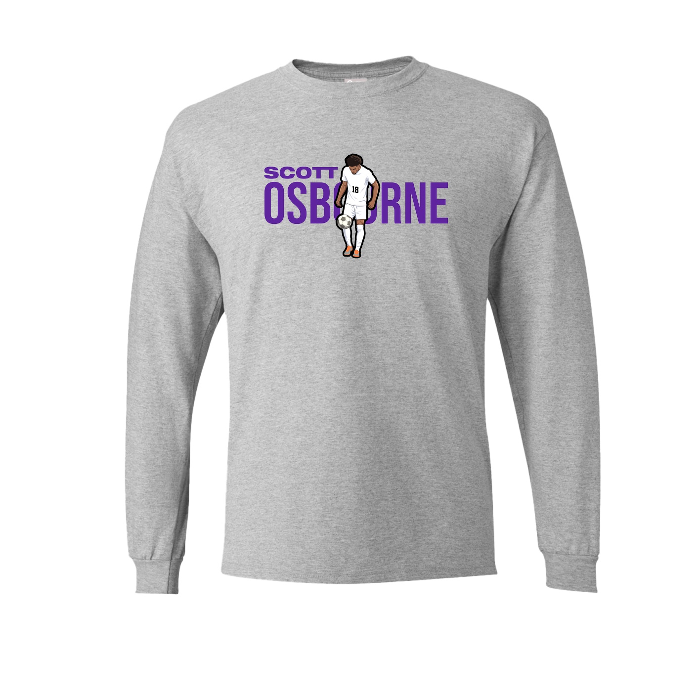 Long Sleeve Tee — Player Name in Grey
