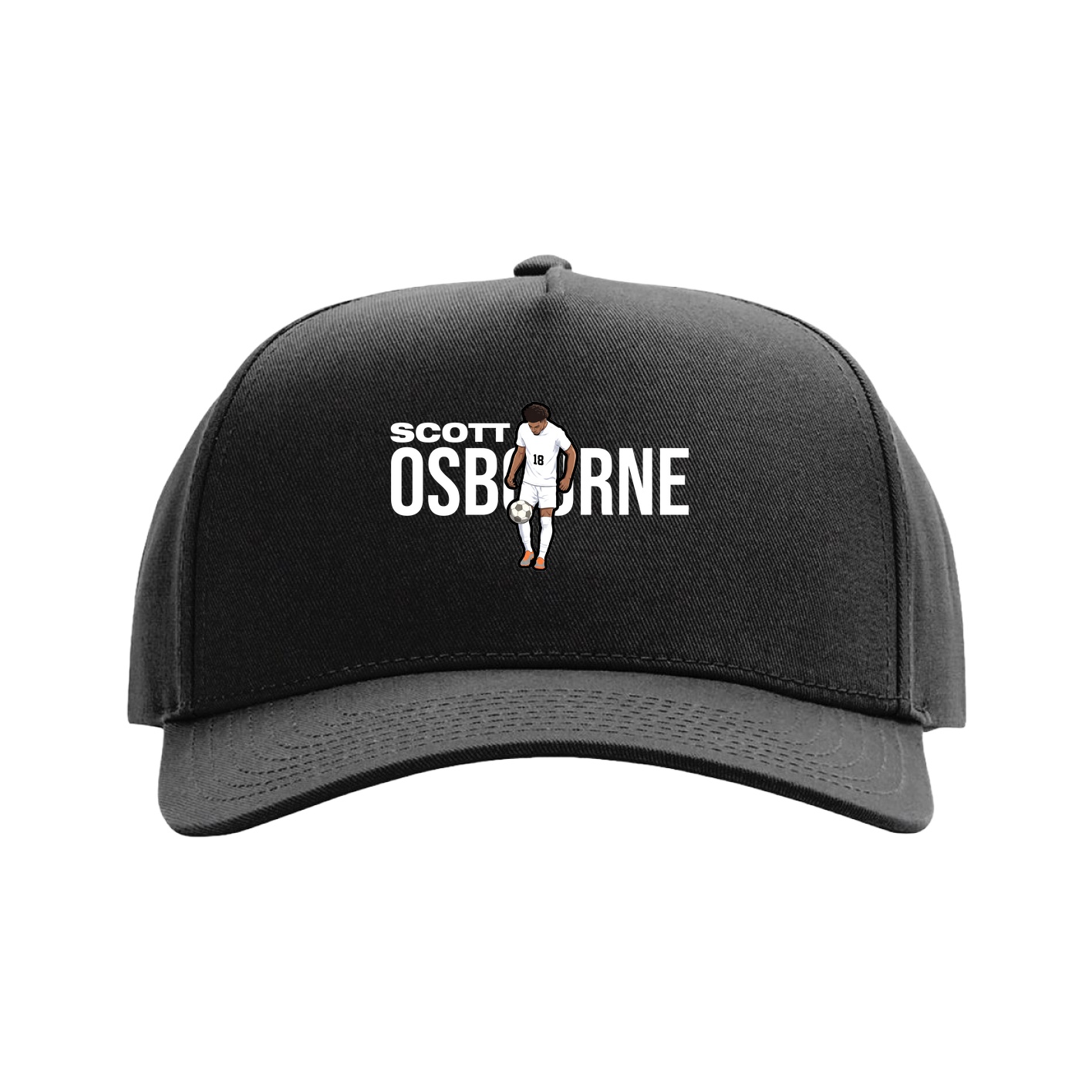 Full Fabric Five-Panel Champ Cap — Player Name in Black