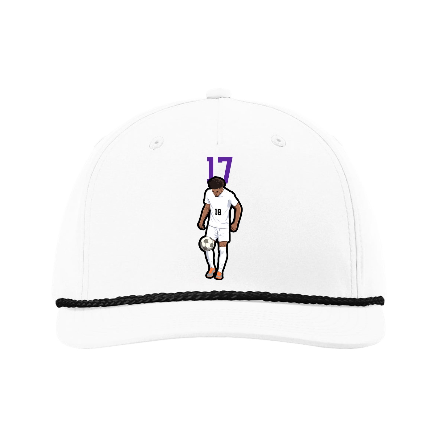 Five-Panel Classic Rope Cap — Number Top in White