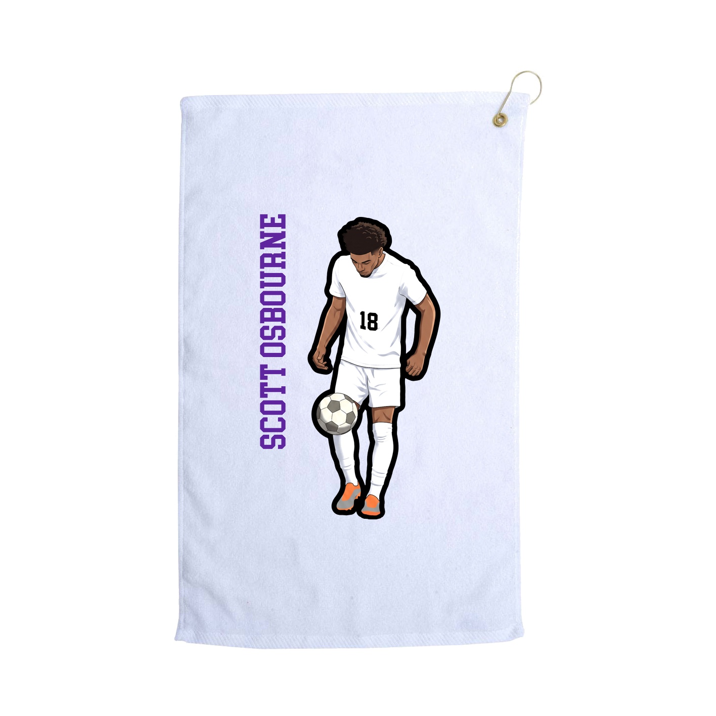 Golf Towel — Name Vertical in White