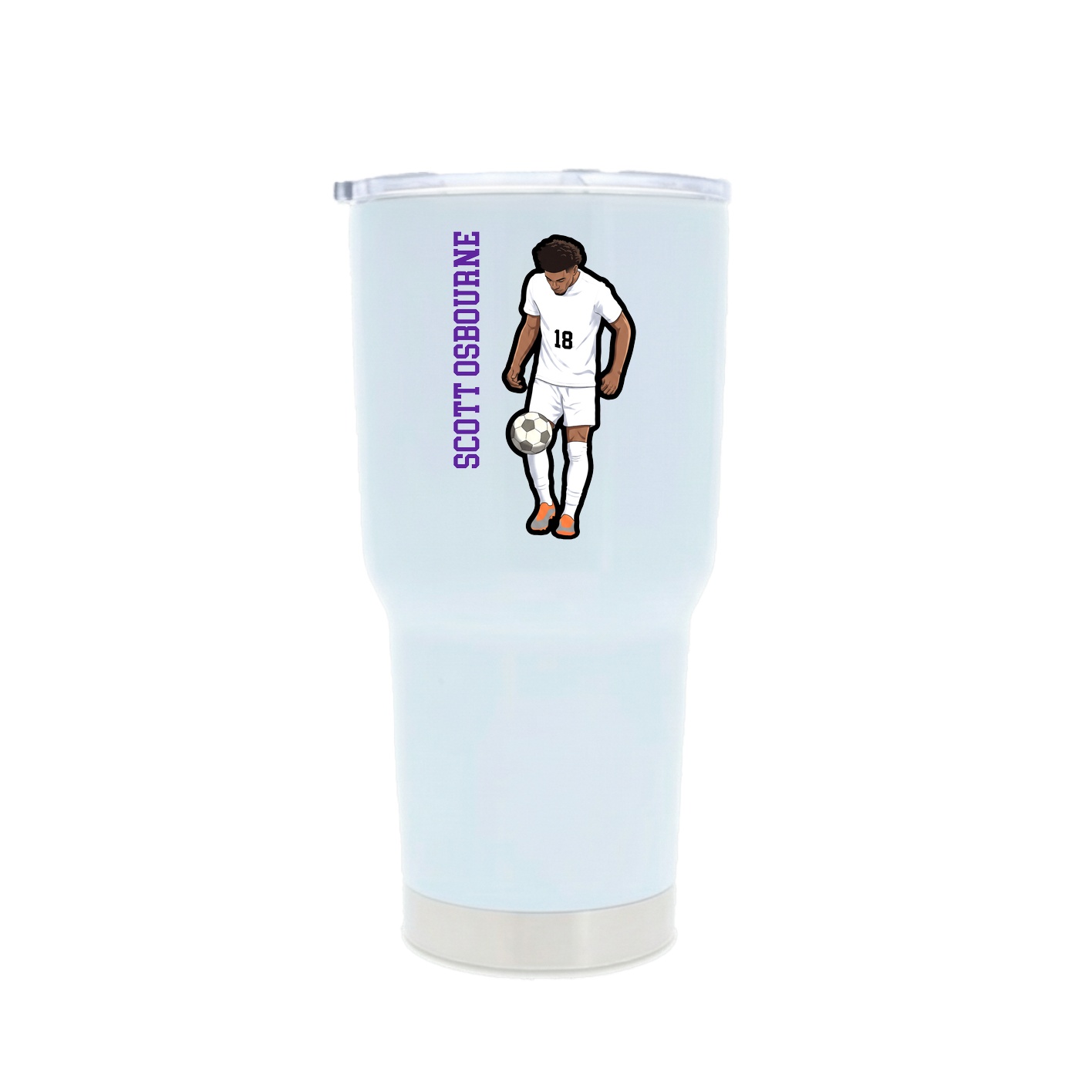 30oz Stainless Steel Tumbler — Name Vertical in White
