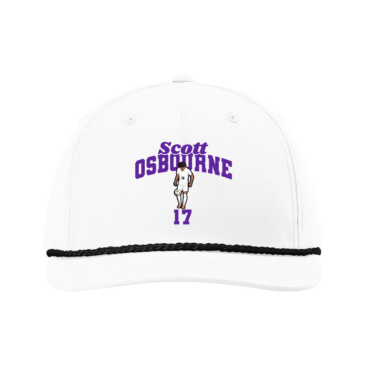 Five-Panel Classic Rope Cap — Signature Arch in White