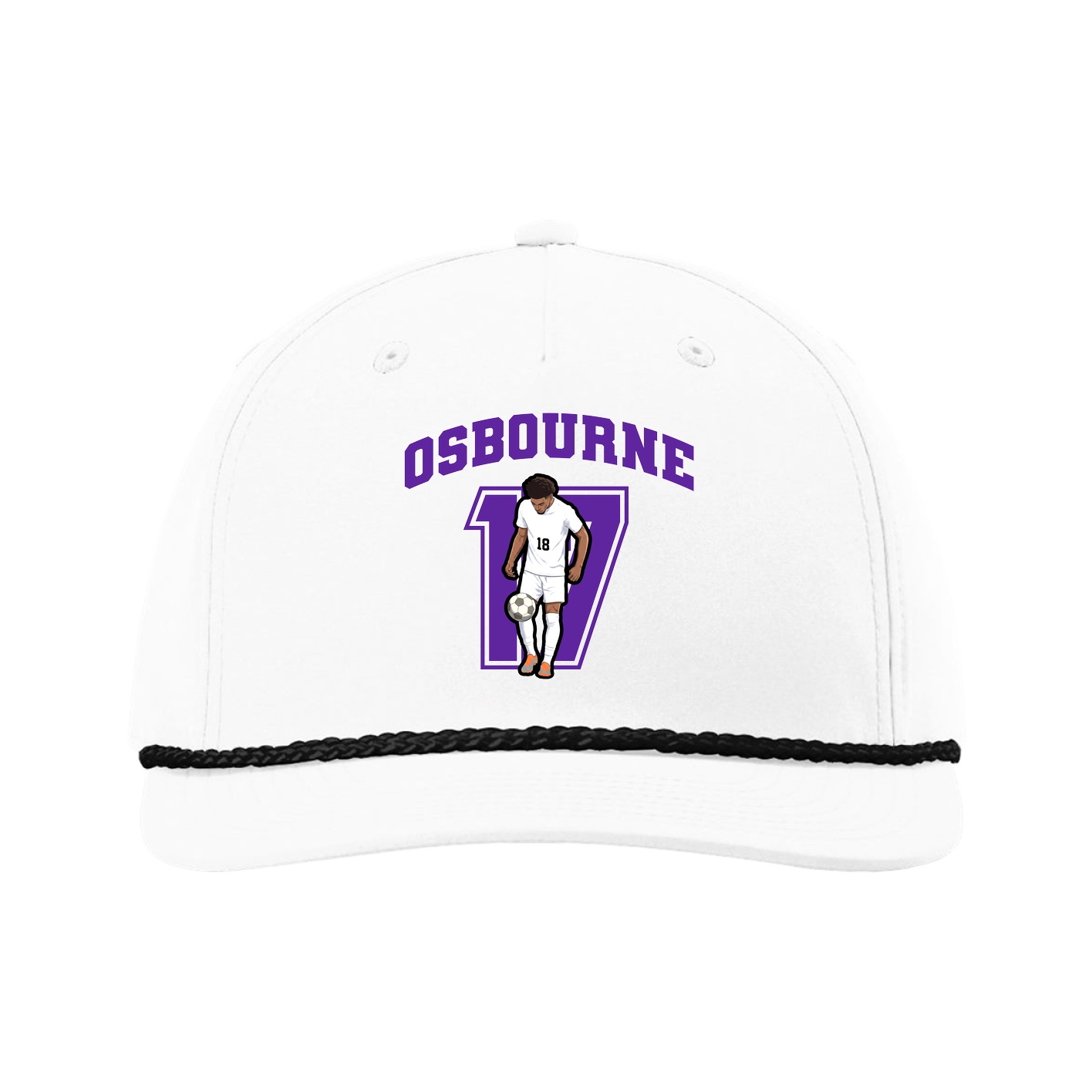 Five-Panel Classic Rope Cap — Number in White