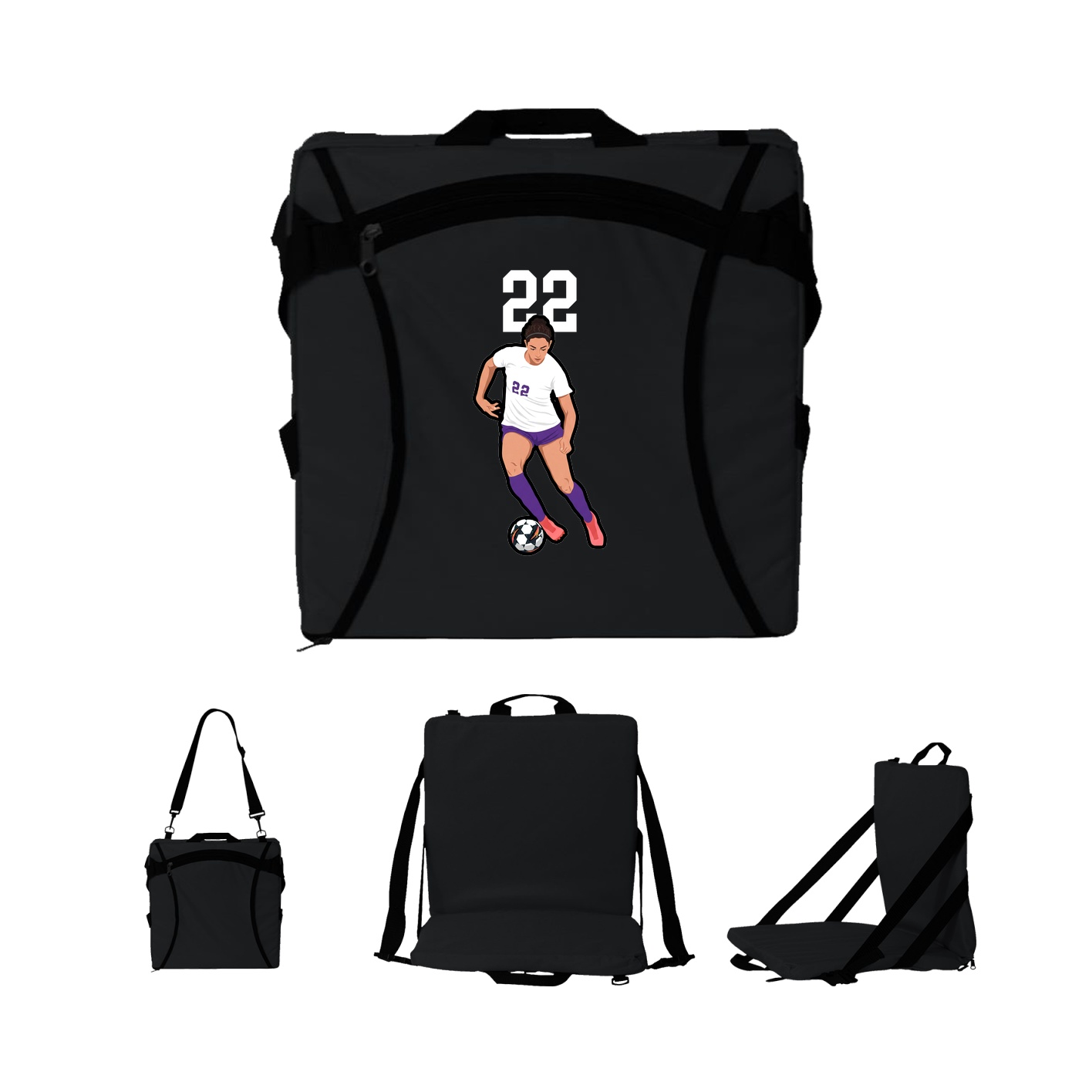 Folding Stadium Seat — Number Top in Black
