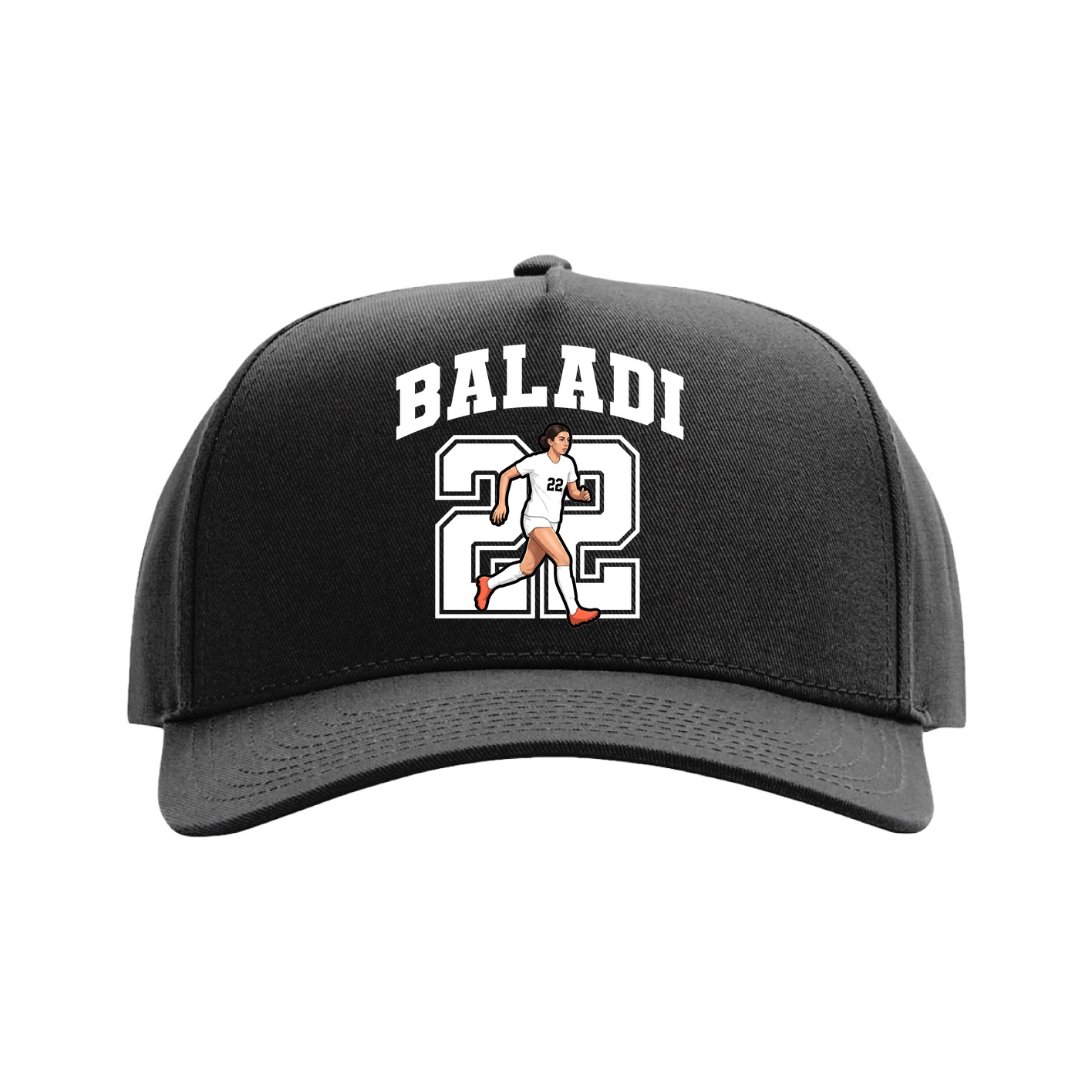 Full Fabric Five-Panel Champ Cap — Number in Black