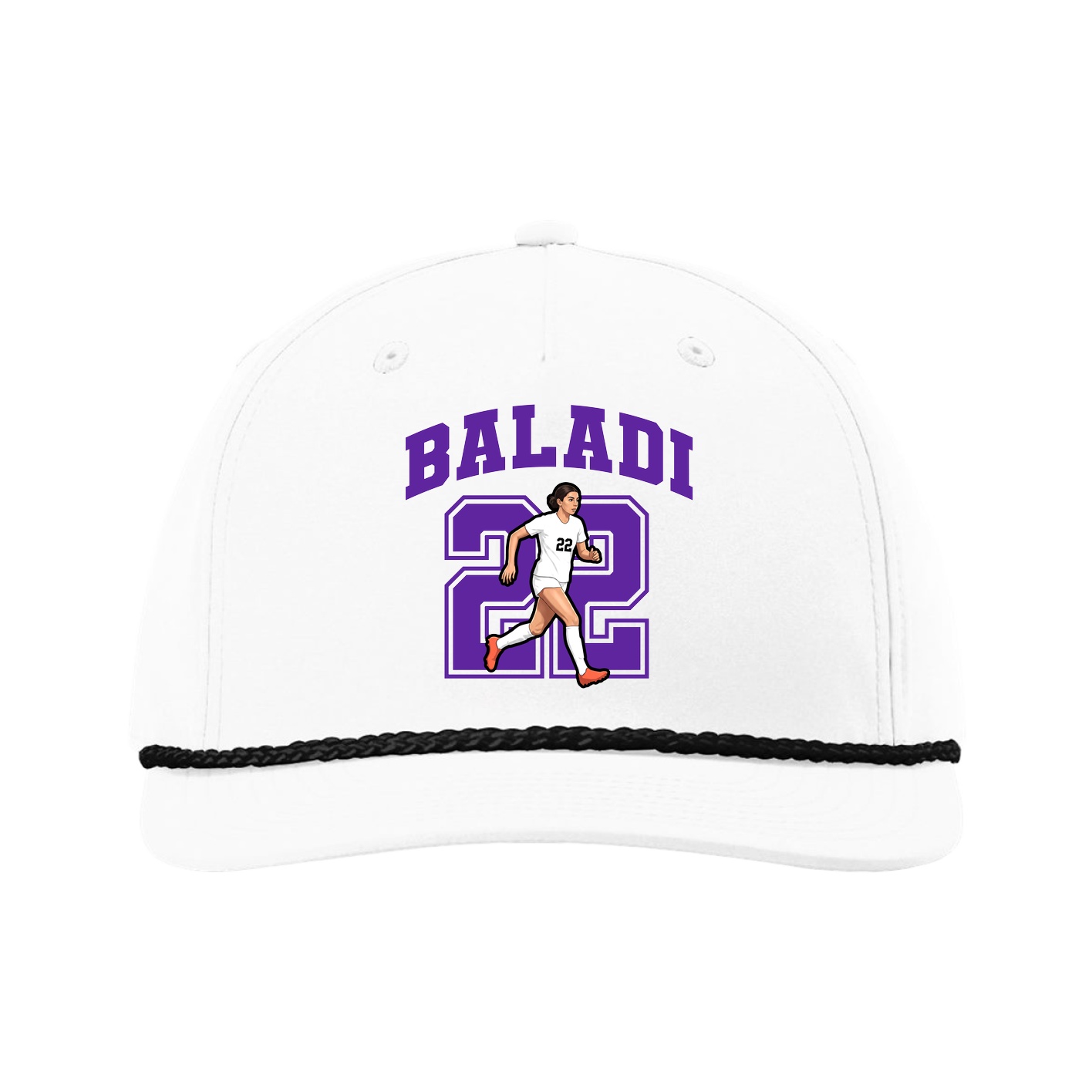 Five-Panel Classic Rope Cap — Number in White