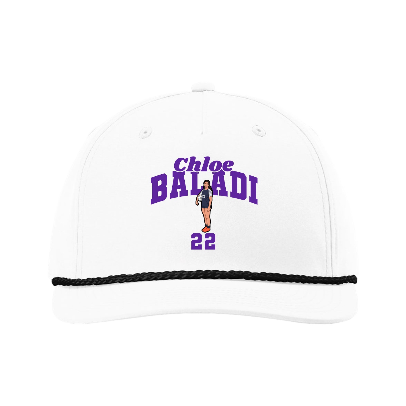 Five-Panel Classic Rope Cap — Signature Arch in White
