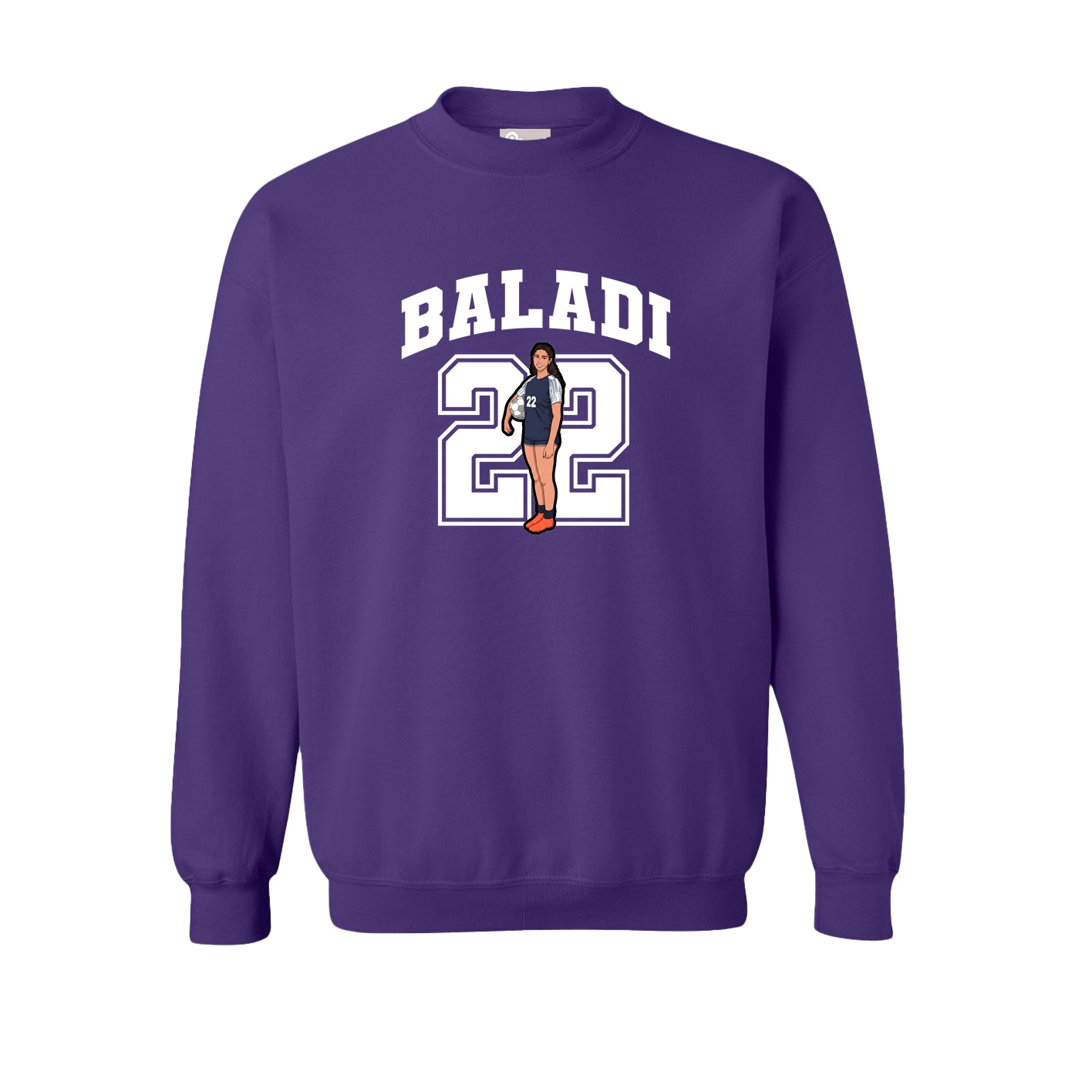 Fleece Crew — Number in Purple
