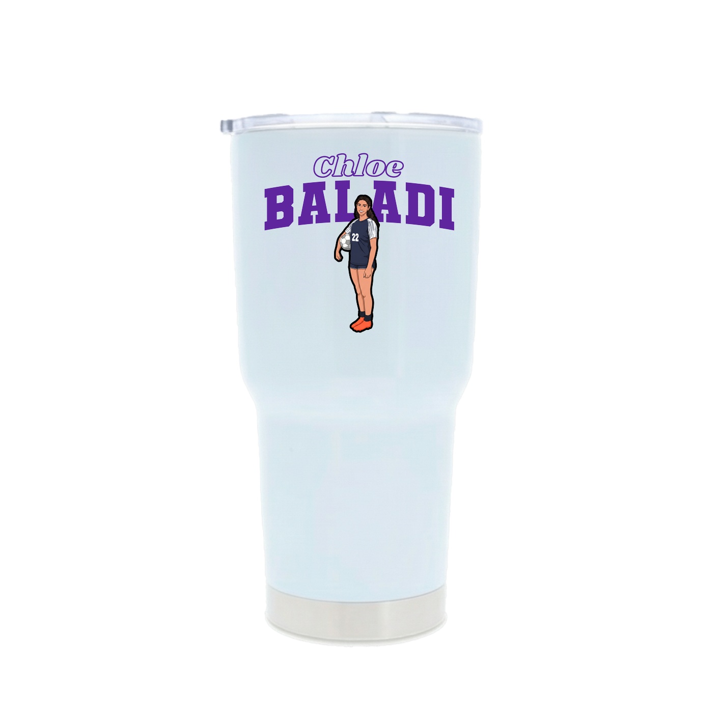 30oz Stainless Steel Tumbler — Name Arch in White