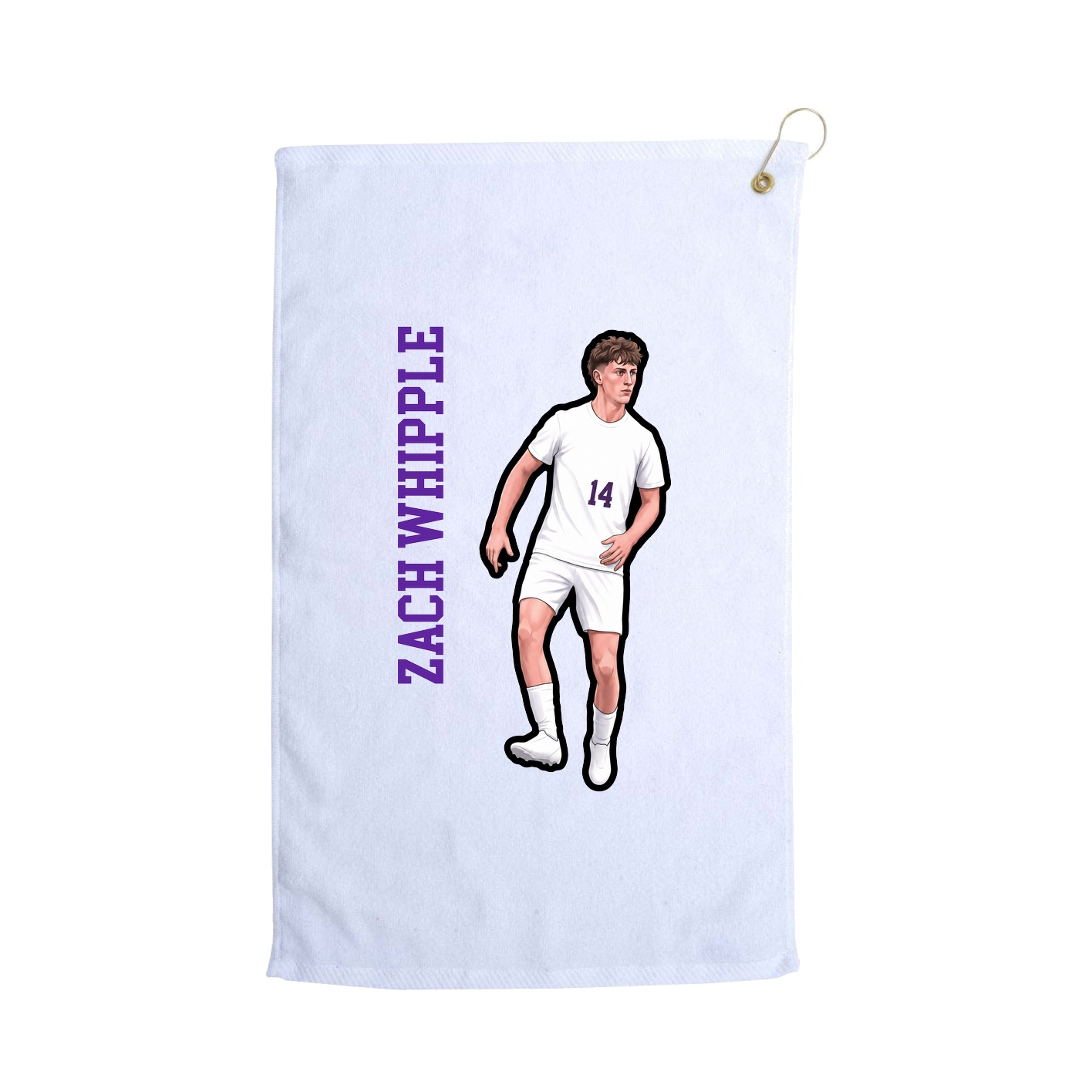 Golf Towel — Name Vertical in White