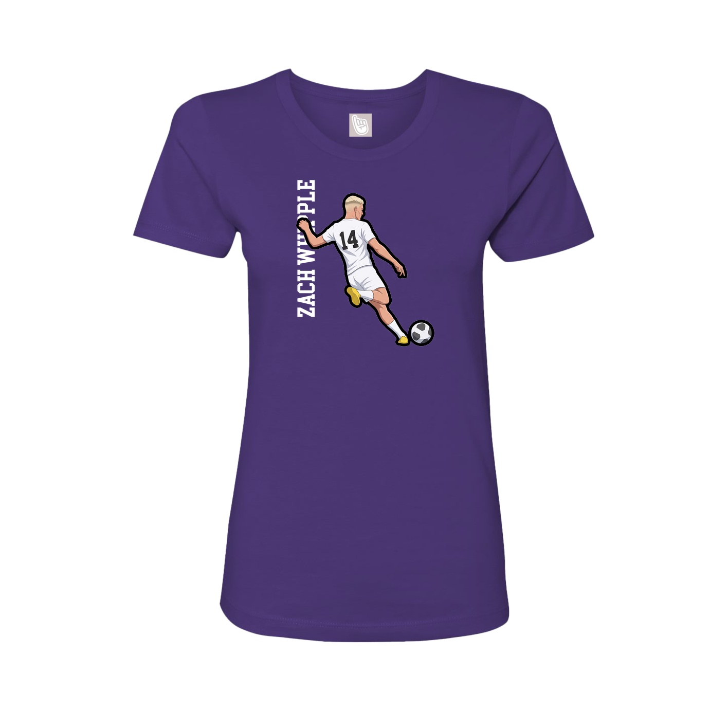 Fitted Women's Tee — Name Vertical in Purple