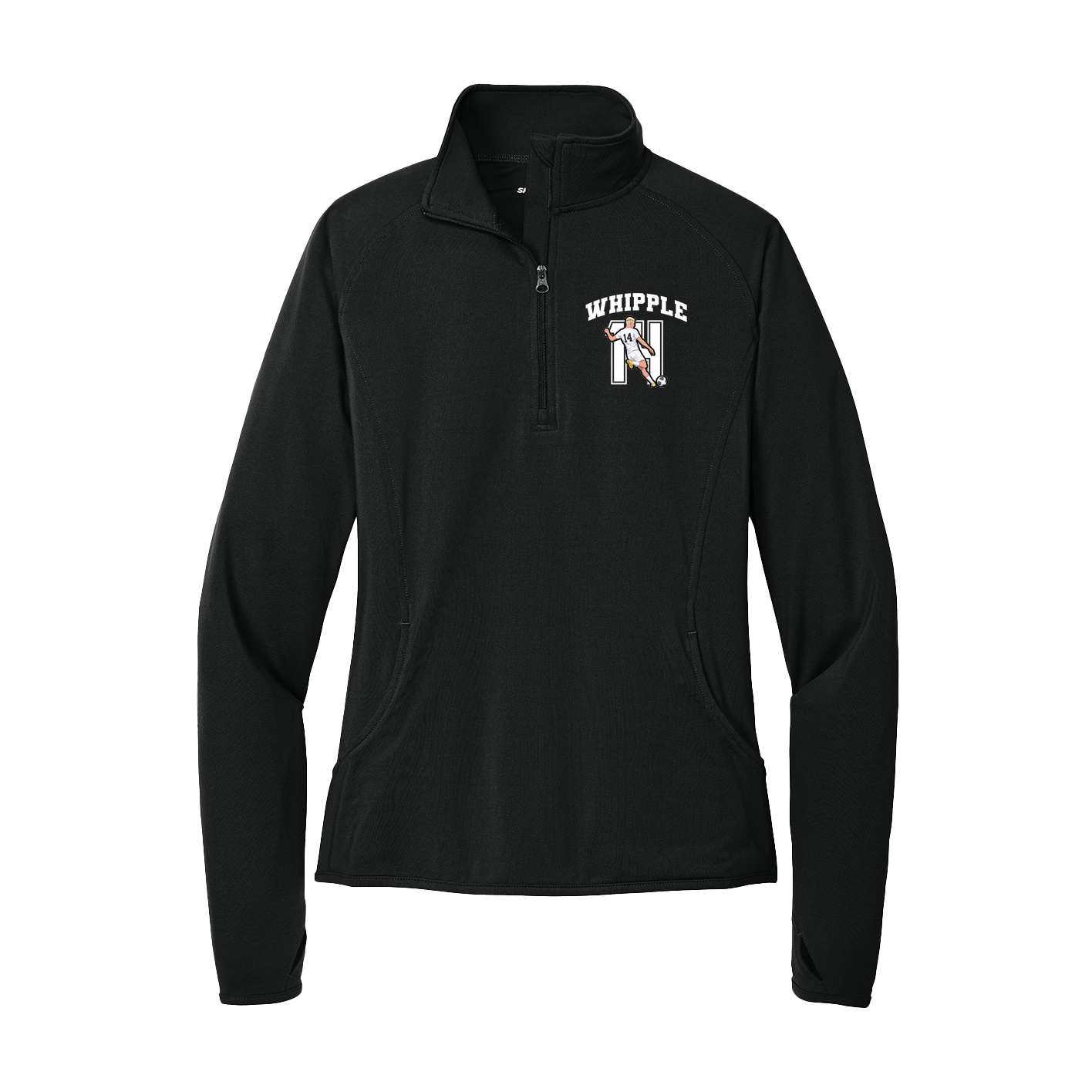 Women's Q-Zip Pullover — Number in Black