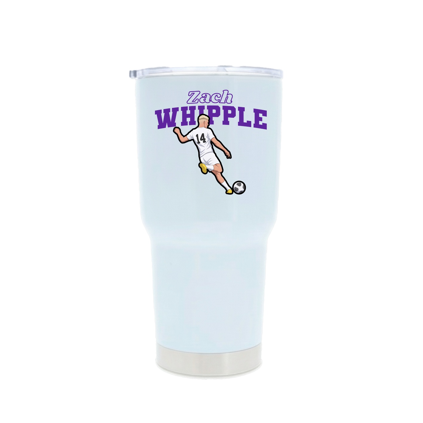 30oz Stainless Steel Tumbler — Name Arch in White