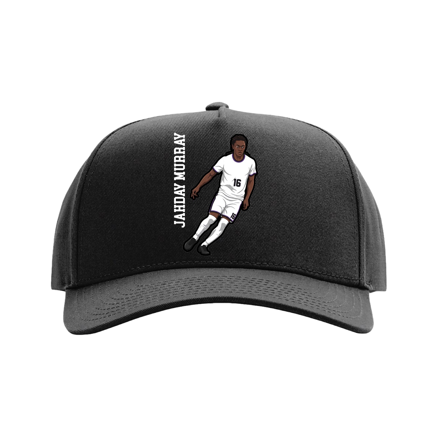 Full Fabric Five-Panel Champ Cap — Name Vertical in Black