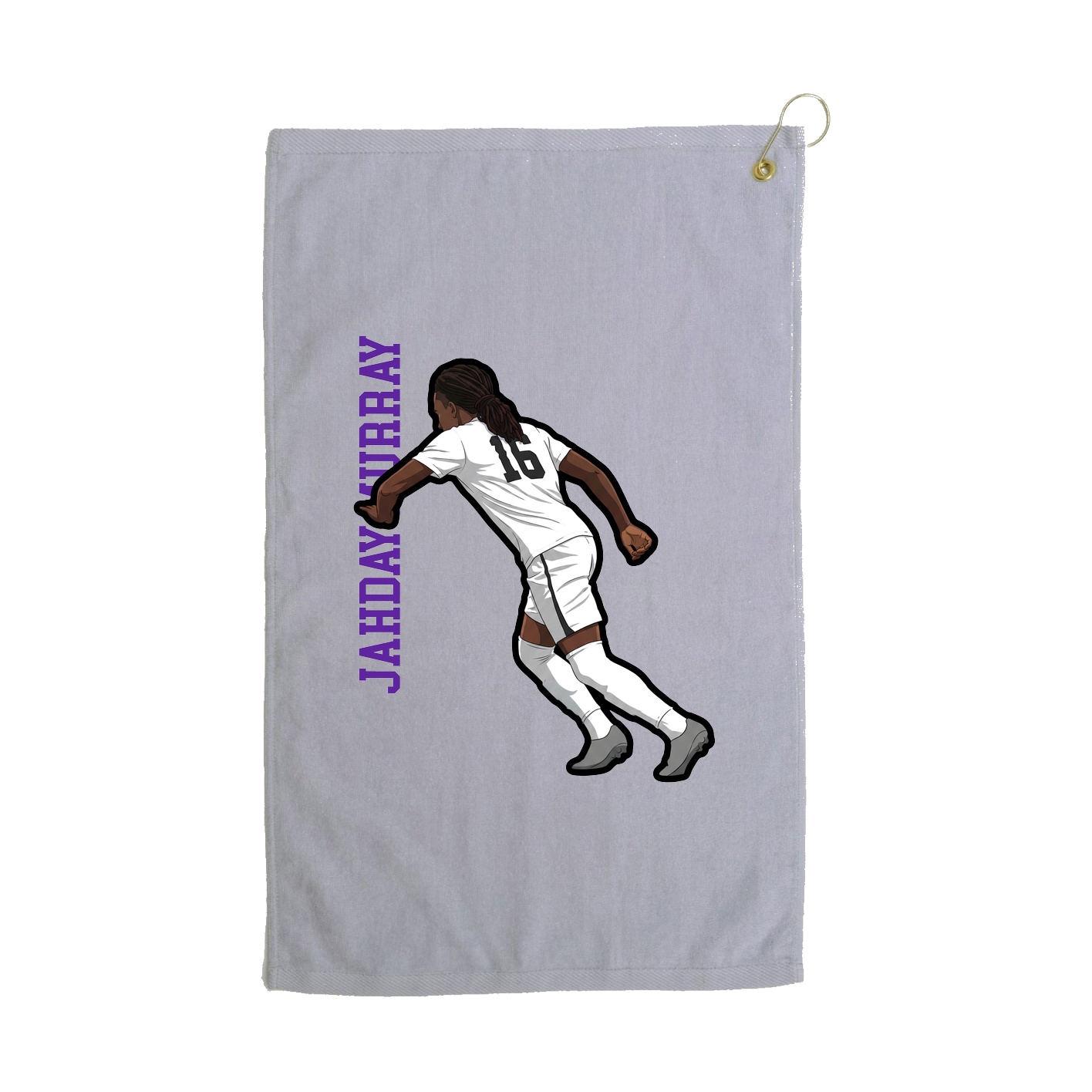 Golf Towel — Name Vertical in Grey