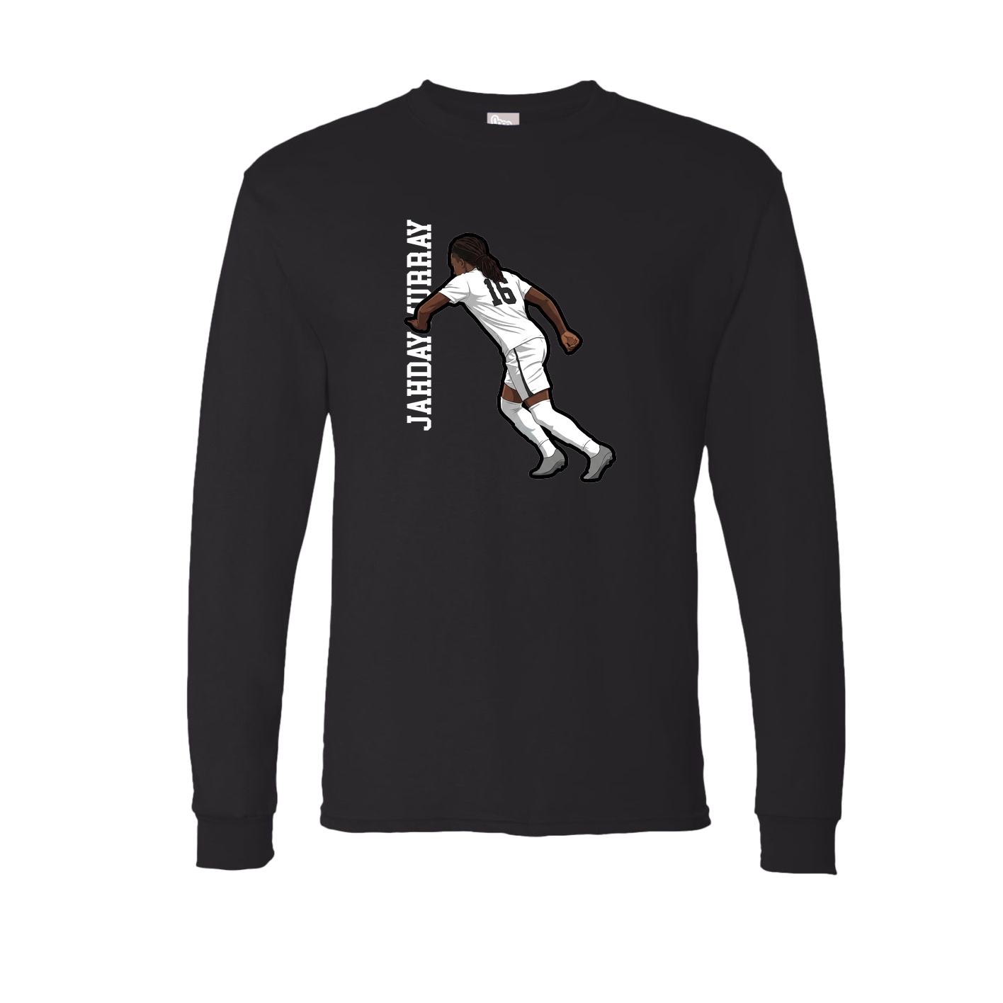 Long Sleeve Tee — Name Vertical in Black