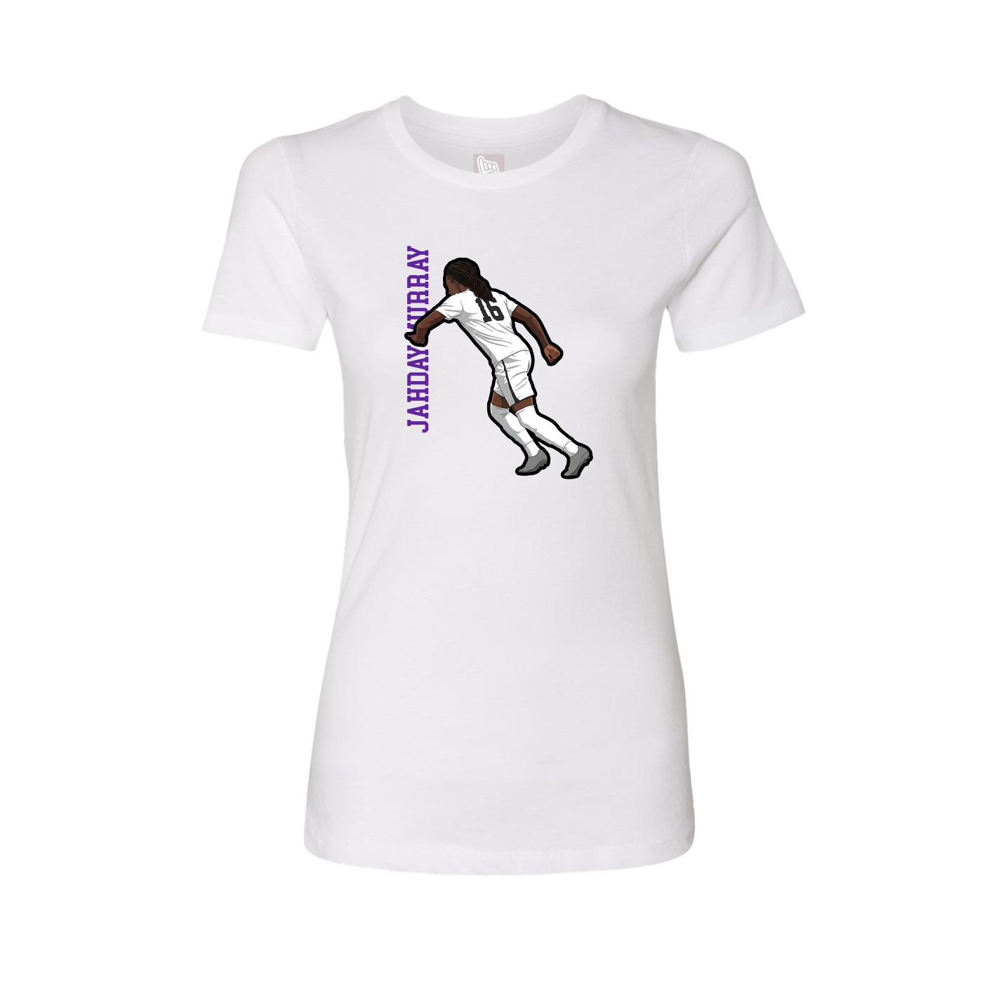 Fitted Women's Tee — Name Vertical in White
