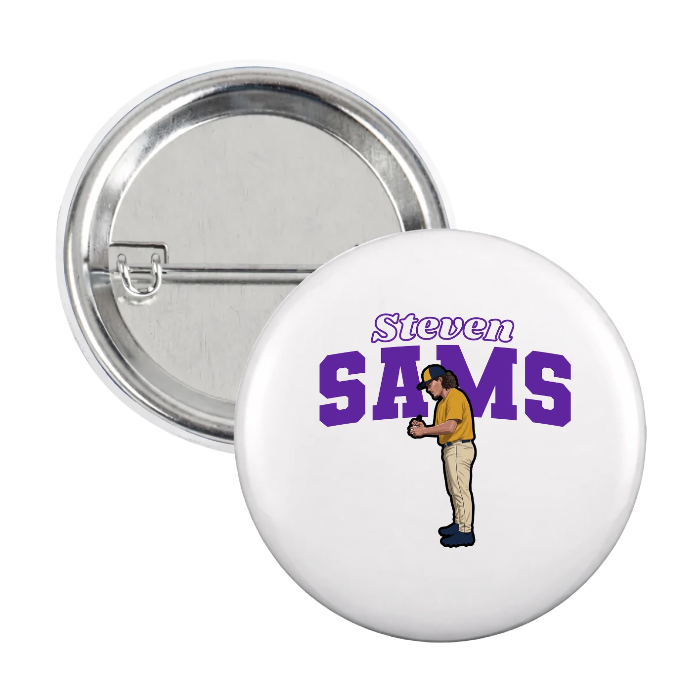 Game Day Button — Name Arch in White