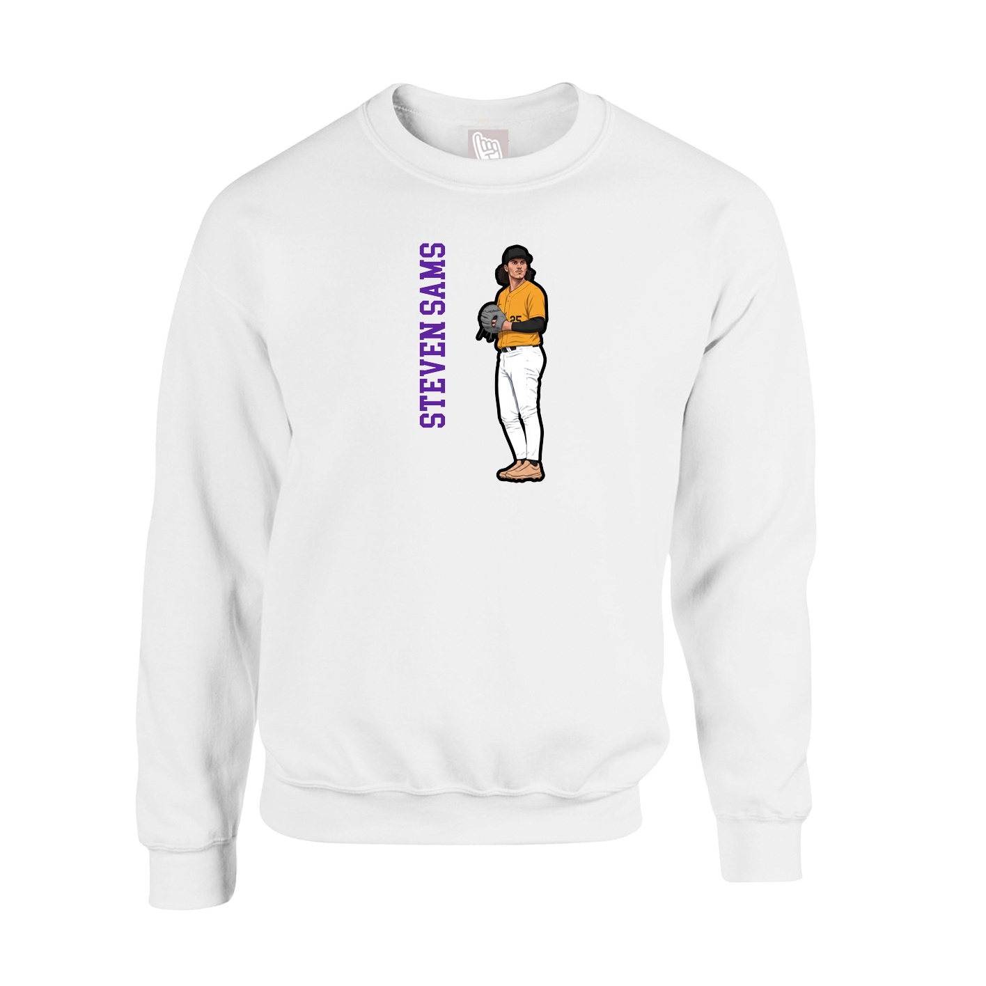 Fleece Crew — Name Vertical in White