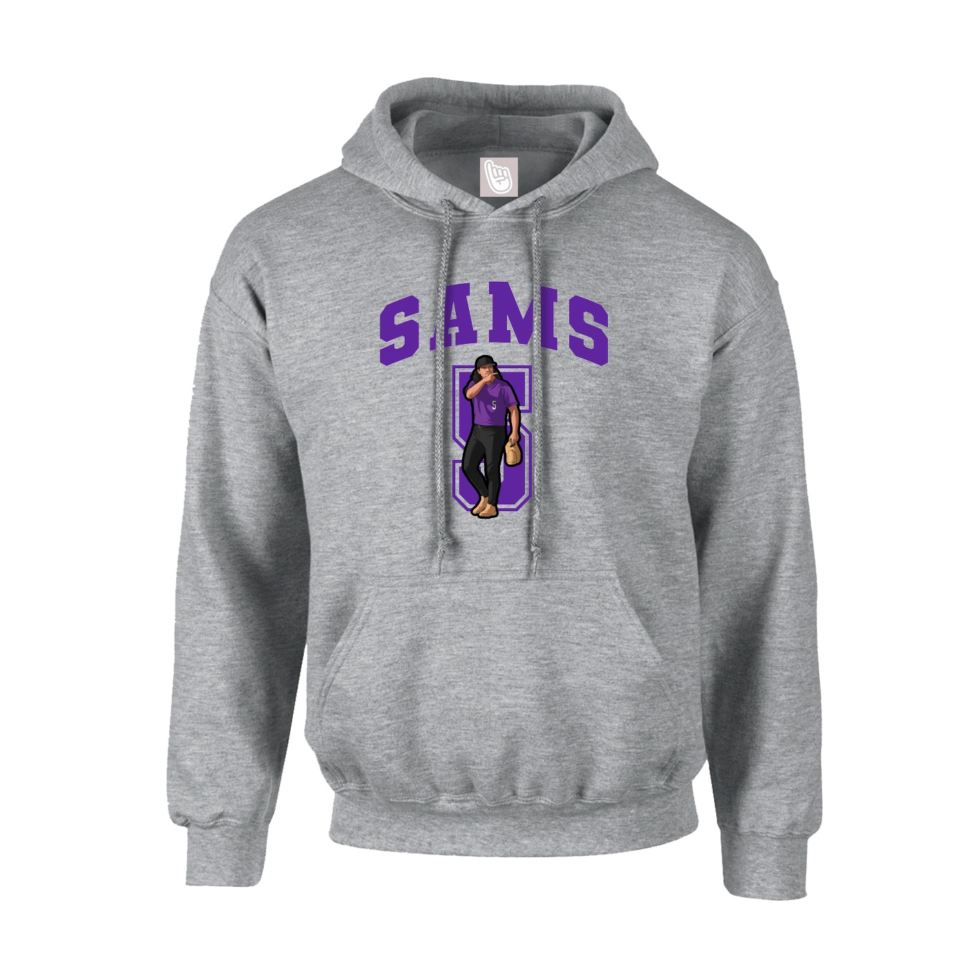 Youth Hoodie — Number in Grey