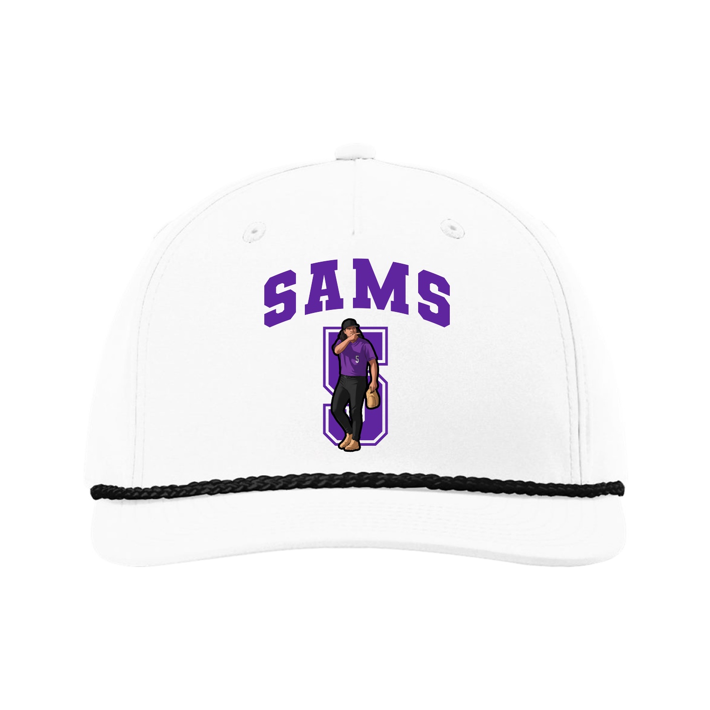 Five-Panel Classic Rope Cap — Number in White