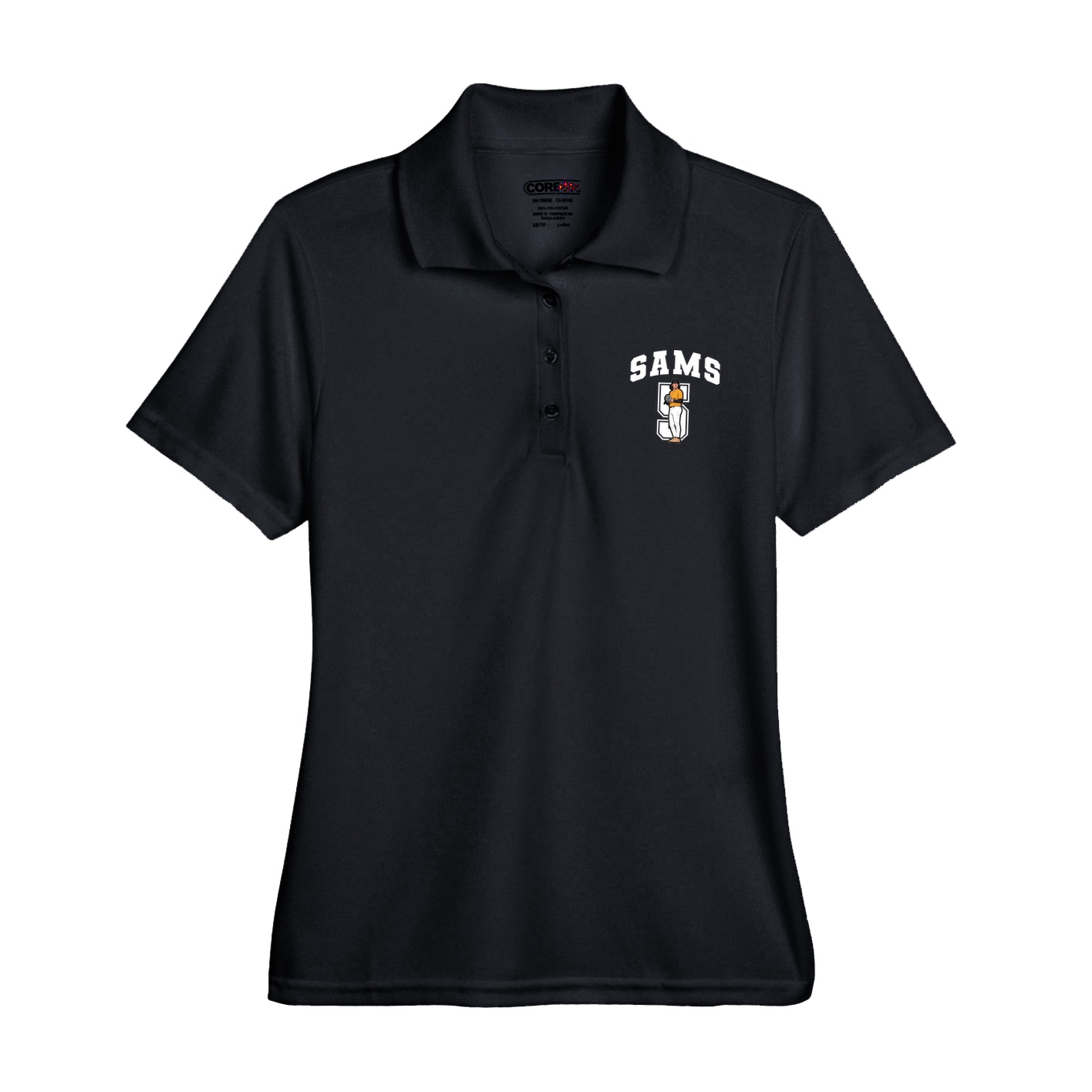Womens Performance Polo — Number in Black