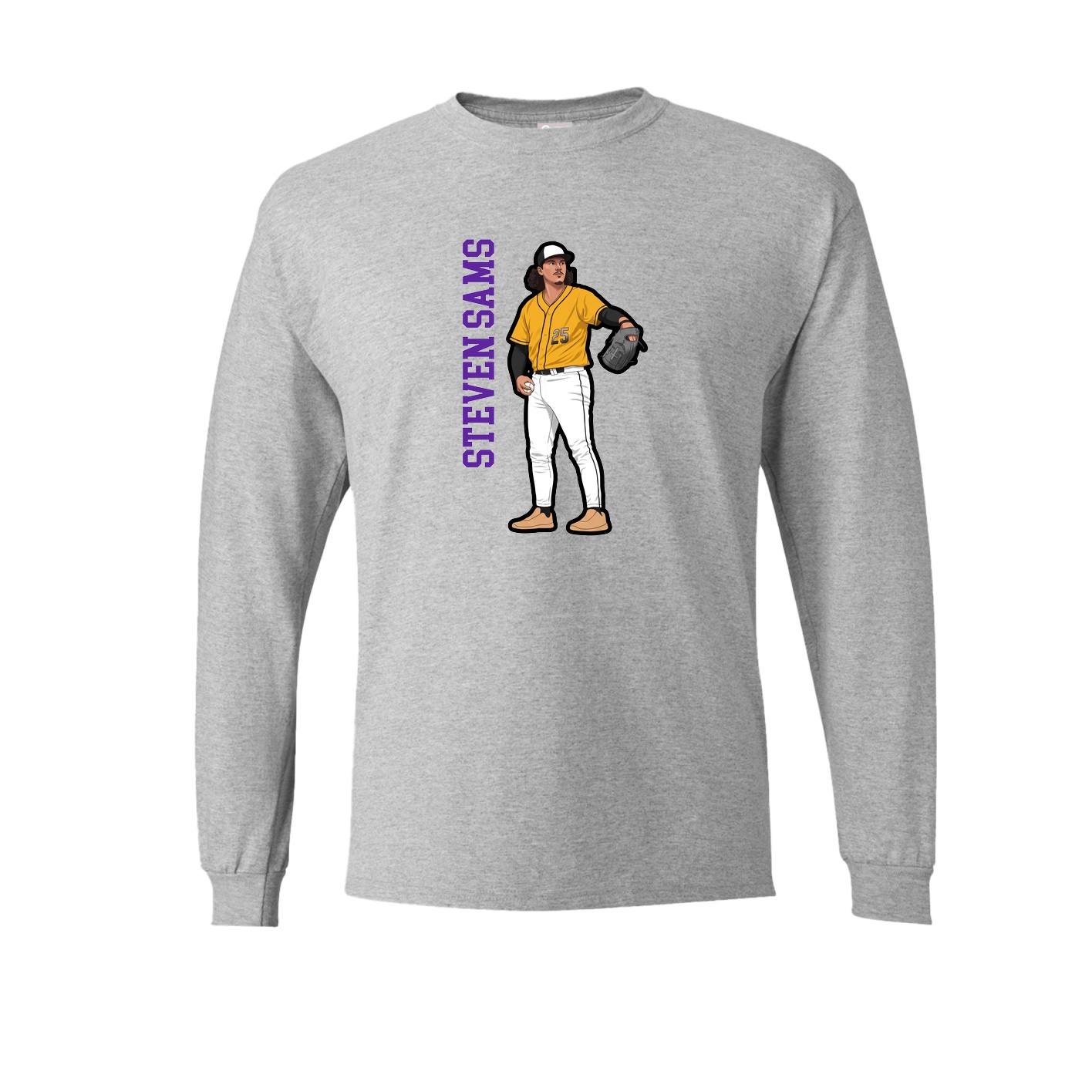 Long Sleeve Tee — Name Vertical in Grey