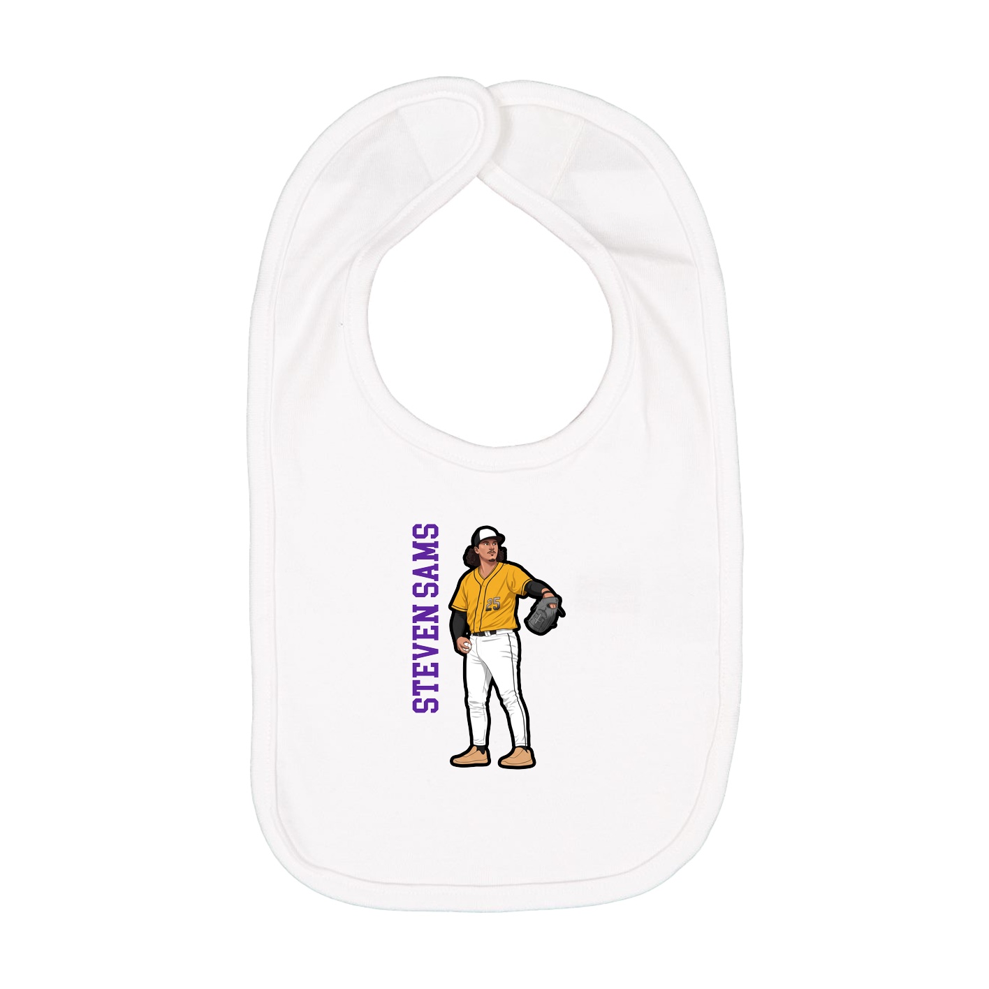 Infant Bib — Name Vertical in White