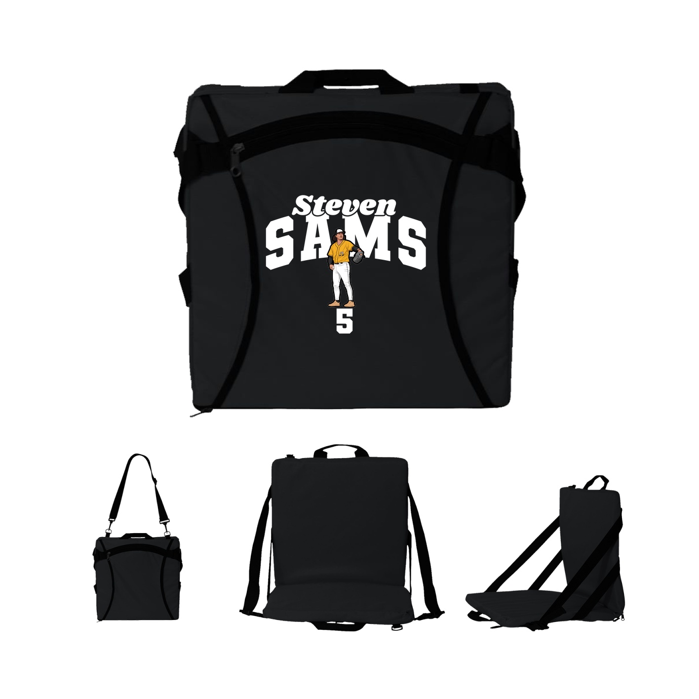 Folding Stadium Seat — Signature Arch in Black