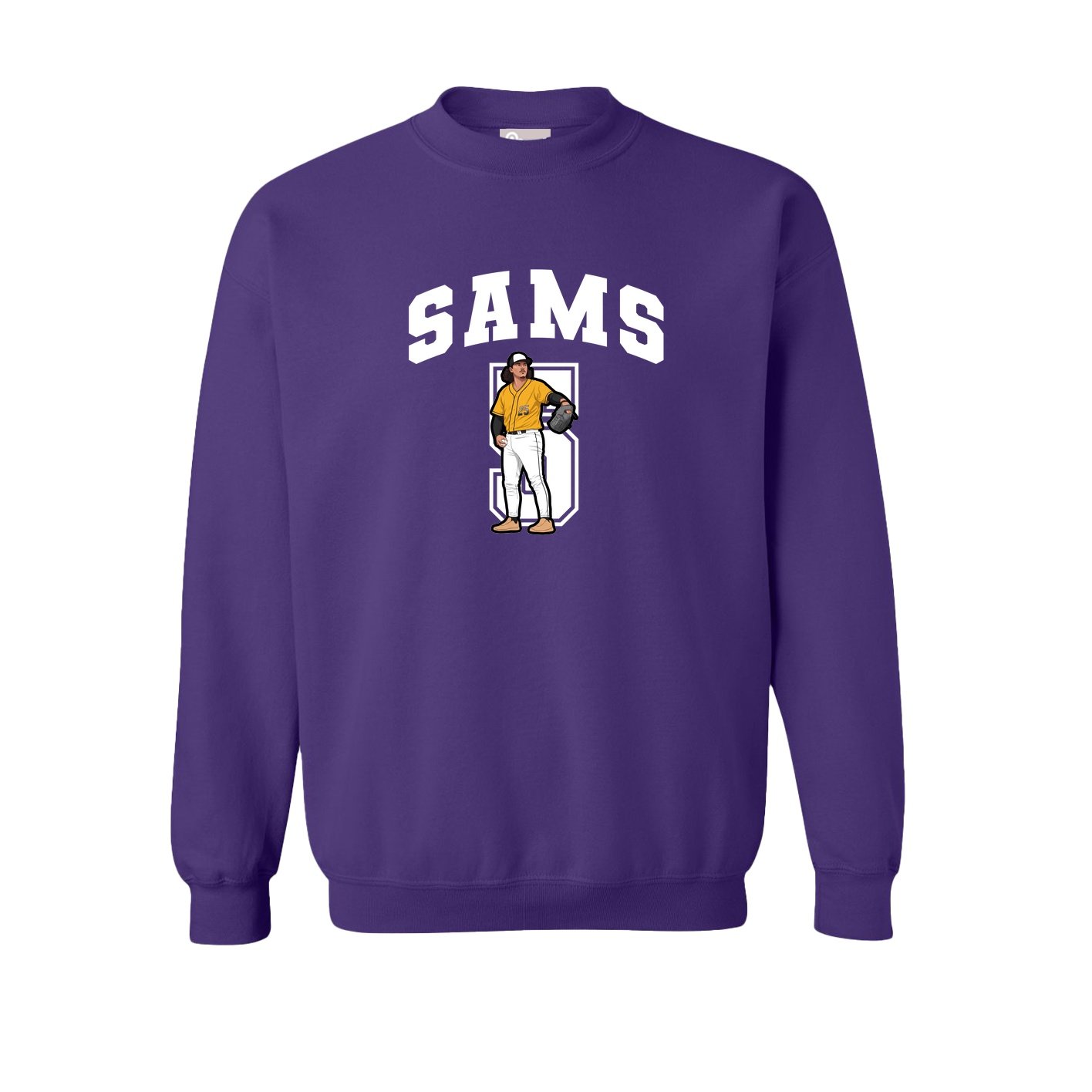 Fleece Crew — Number in Purple