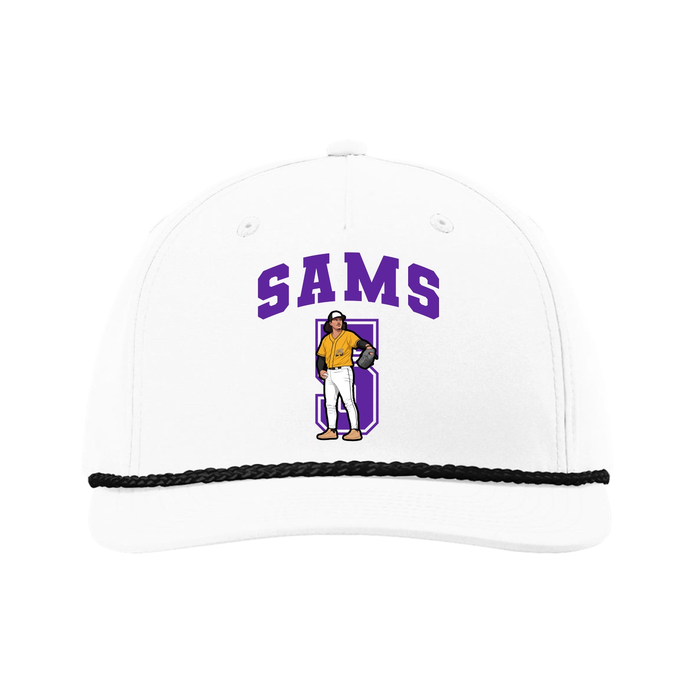 Five-Panel Classic Rope Cap — Number in White