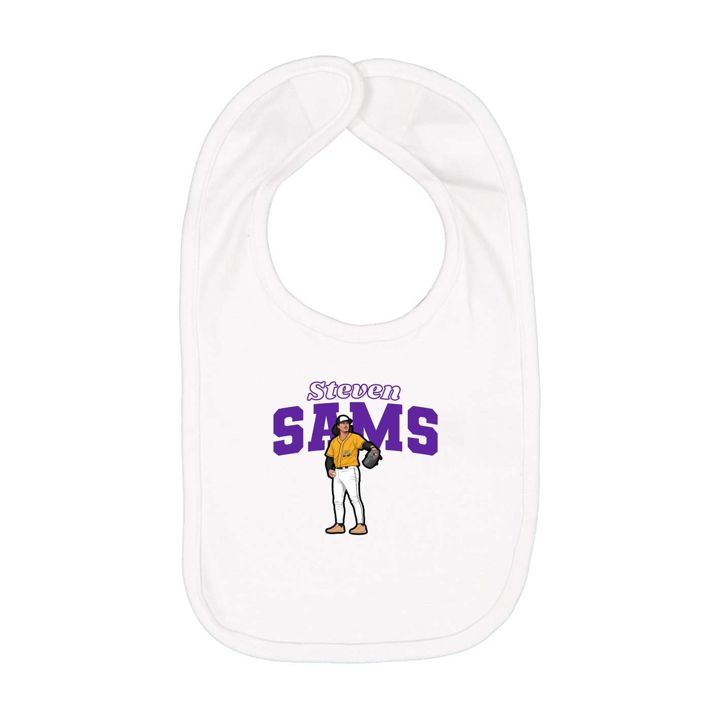 Infant Bib — Name Arch in White