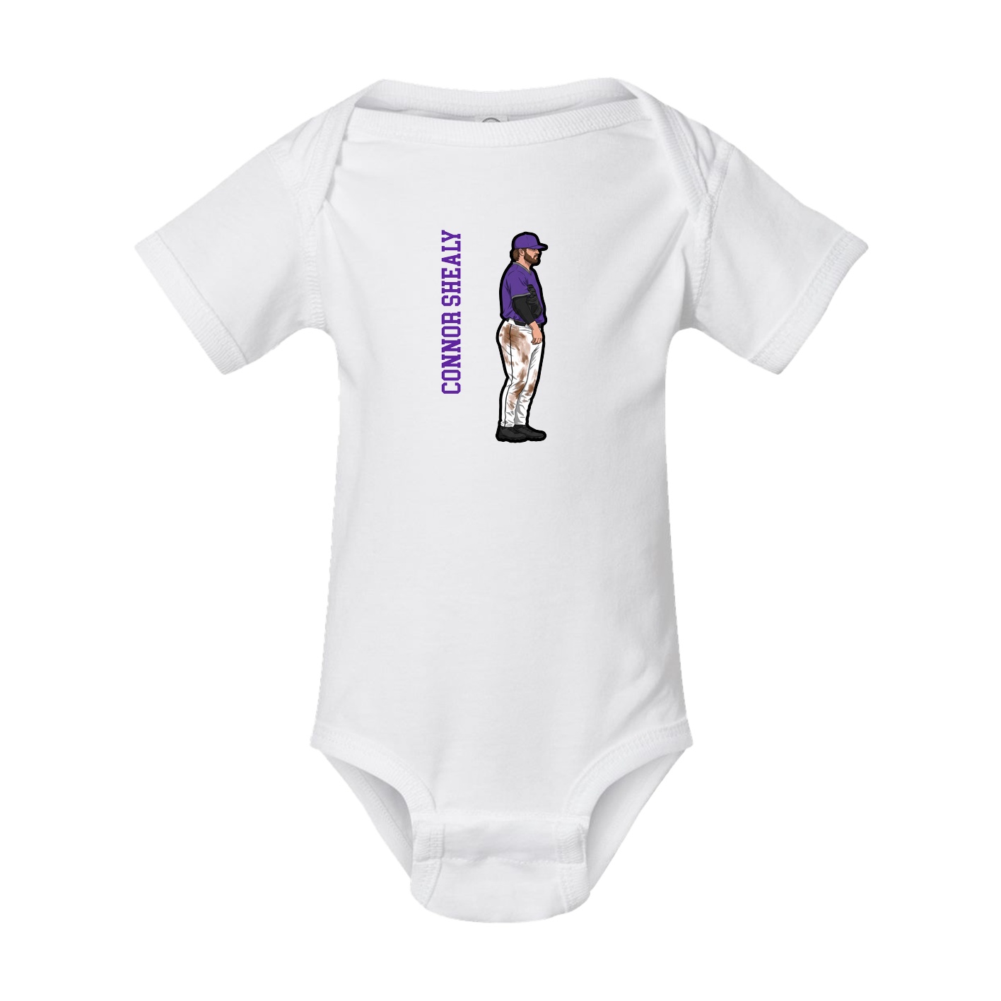 Baby Onesie — Name Vertical in White