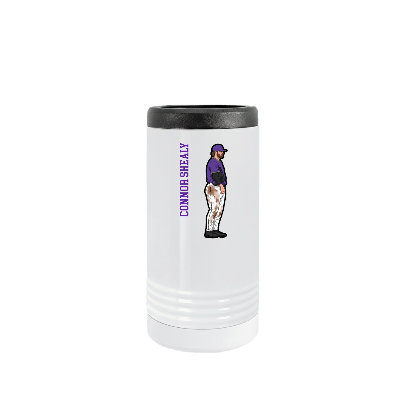 Slim Beverage Holder — Name Vertical in White